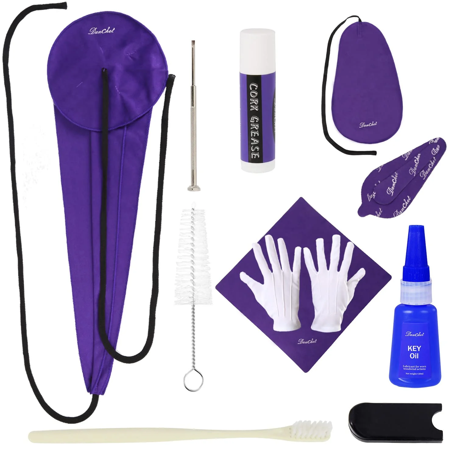 Saxophone Cleaning Kit, Alto Saxophone Maintenance Cleaning Kit with Key Oil, Cork Grease, Cotton Swabs, Cleaning Cloth, Thumb Rest, Mouthpiece Brush, Etc.