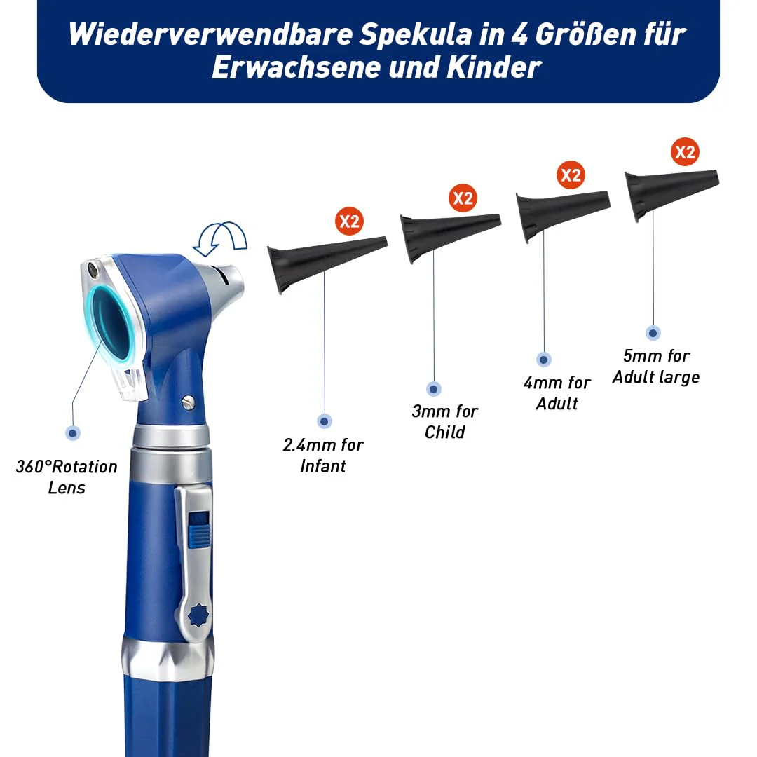 SCIAN Otoscope with Light, Ear Infection Detector and Pocket Ear Scope, Includes Hard Plastic Case, Suitable for Children, Adults, Doctors, Pets, Available in Several Colours (Blue2) Blue 2 - Image 6