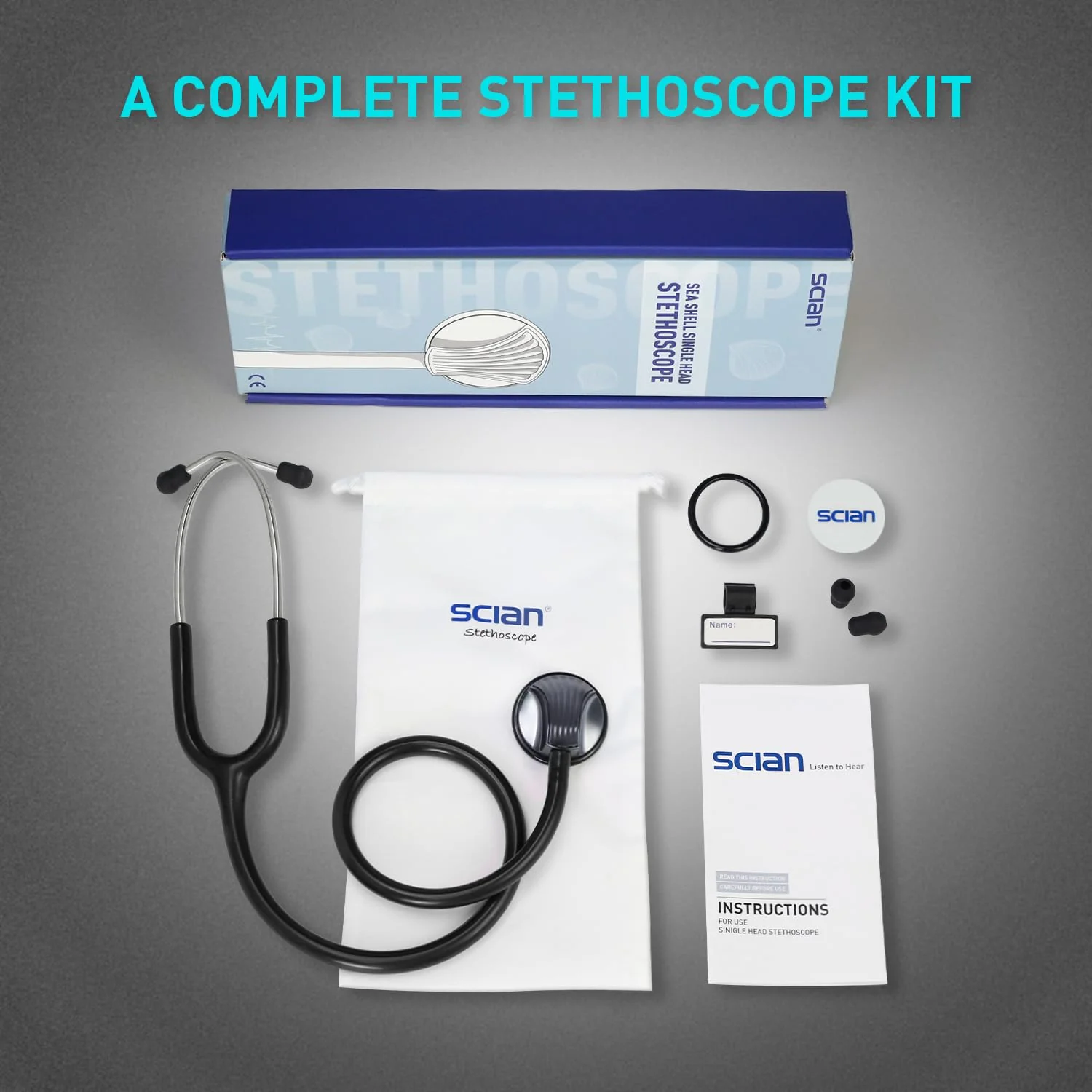 SCIAN Stethoscope Single Head Cardiology Stethoscopes for Nurses, Doctors and Nursing Students, Ideal for Blood Pressure Monitoring, Home Diagnostics, Medical Supply, Black - Image 8