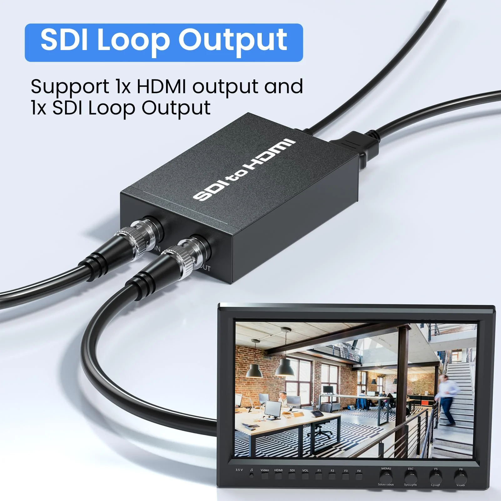 SDI to HDMI adapter, BNC to HDMI converter applicable to 3G-SDI, HD-SDI, SD-SDI signals, widely used in broadcast television, outdoor large-screen display system - Image 3