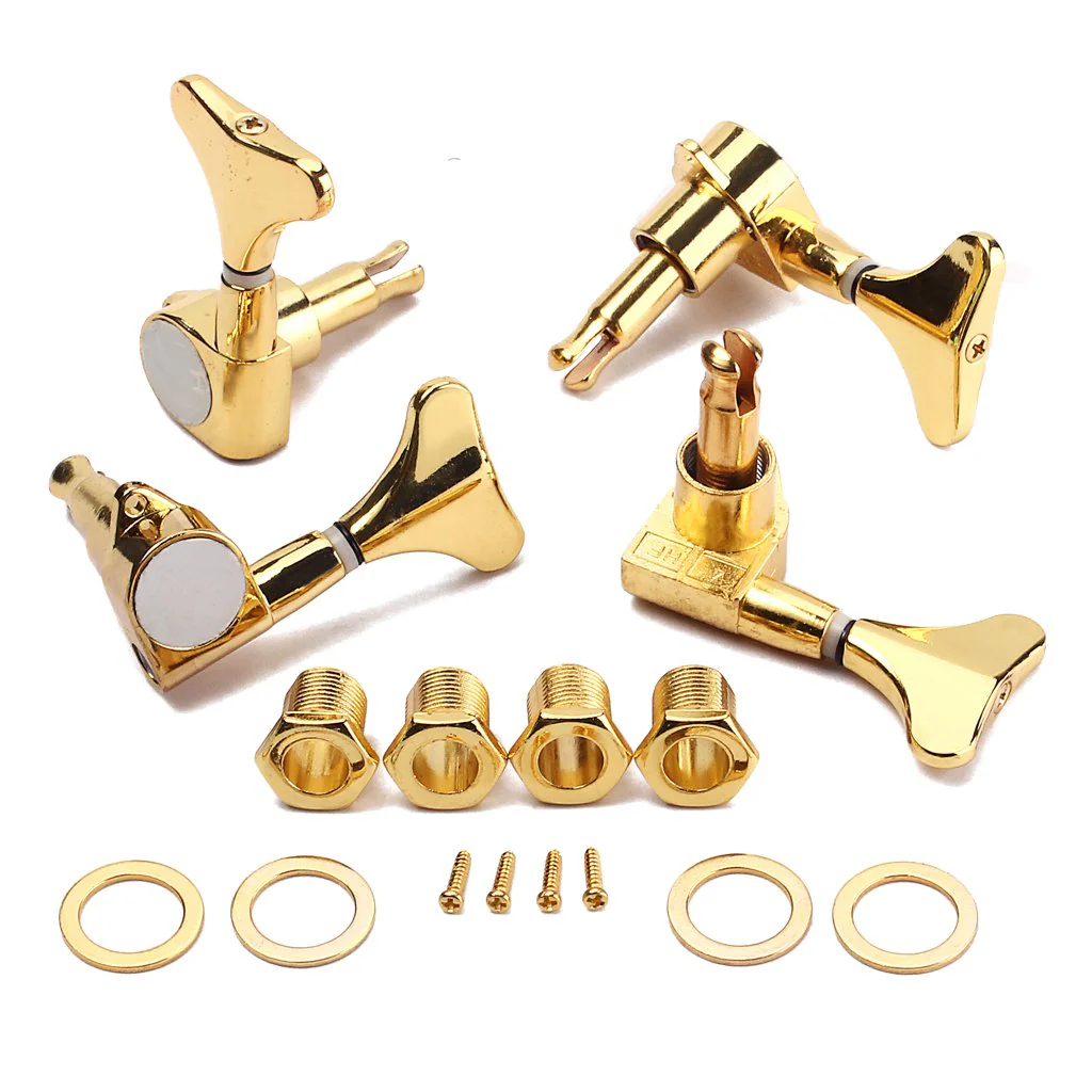 Sealed Bass Guitar Tuning Pegs Keys 2R2L Machine Head Tuners for Precision Bass and Jazz Bass Accessories (Gold) Gold - Image 2