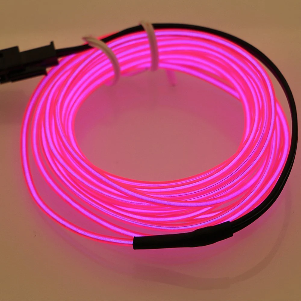 Searik LED Neon Light 16.4ft/5m, Portable Hot Pink EL Wire Glowing Rope Lights LED Strips String Light with Battery Controller for Halloween Decorations Party Favor Festival Car DIY Clothes Decor - Image 2