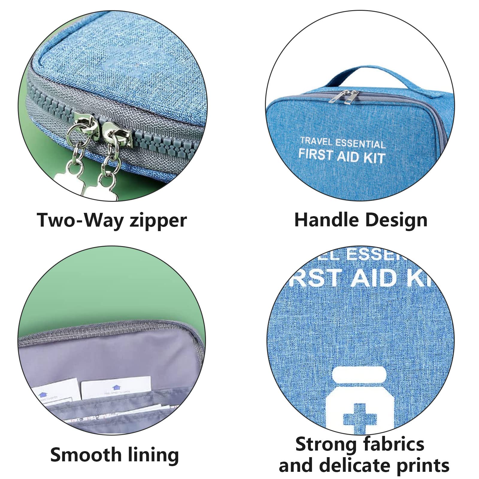 Seasboes Pack of 2 Medicine Bag, Large Capacity Emergency Bag, Medicine Bag, Empty First Aid Bag, Waterproof Medicine Storage Bag for Home, Travel, Office (Large + Small), sky blue, Casual - Image 4