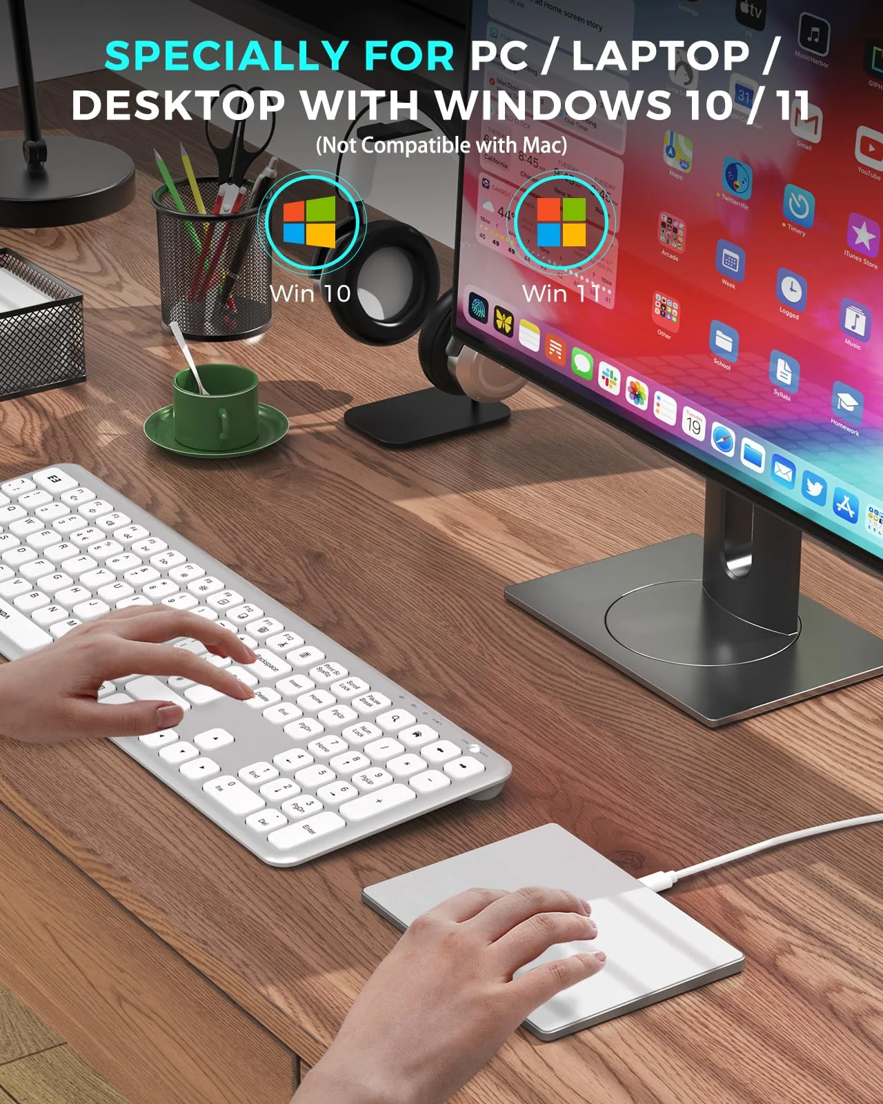 seenda Multi-Touch Trackpad, Tempered Glass Surface with High Precision Navigation, Ultra Slim Aluminum USB Wired Touchpad Mouse for Windows 10/11 Desktop/Laptop/Notebook Computer PC Silver - Image 7