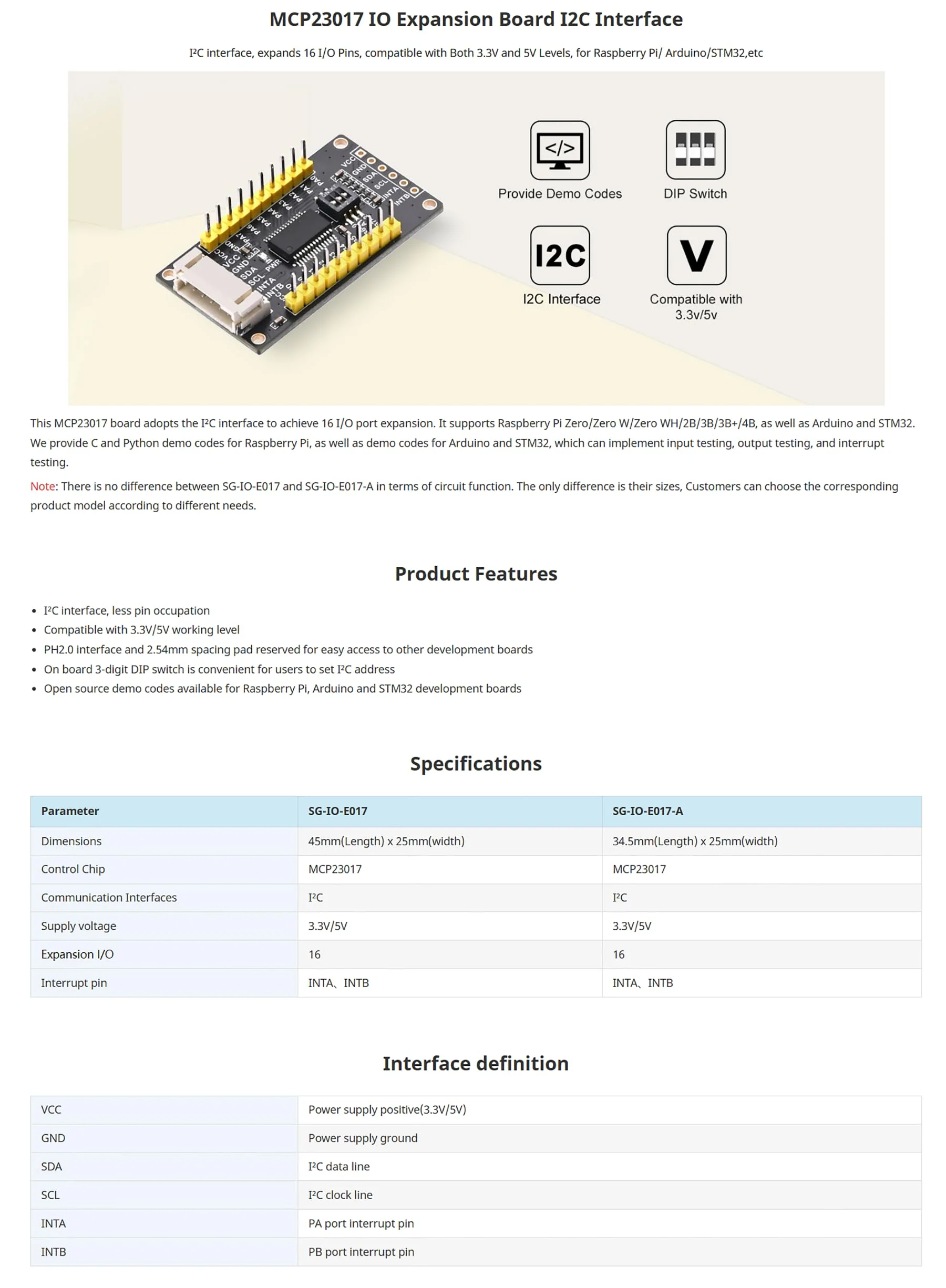 SEENGREAT MCP23017 IO Expander Module I2C Interface Expands 16 I/O Pins for Ardui/Stm32/Raspberry Pi Zero W Zero WH 2B 3B 3B+ 4B, 3.3V and 5V Levels, 3-Digit DIP Switch - Image 6