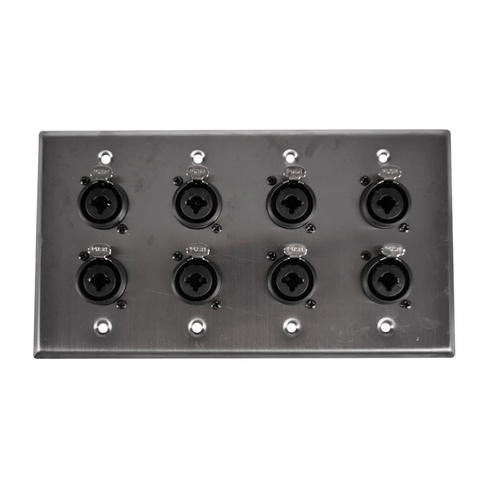 Seismic Audio SA-PLATE34 Stainless Steel Wall Plate 4 Gang with 8 XLR and 1/4-Inch Combo Connectors - Image 2