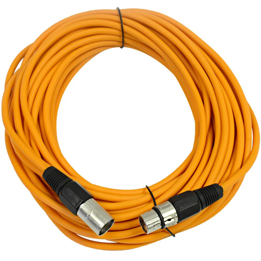 SEISMIC AUDIO - SAXLX-50 - 50' Orange XLR Male to XLR Female Microphone Cable - Balanced - 50 Foot Patch Cord