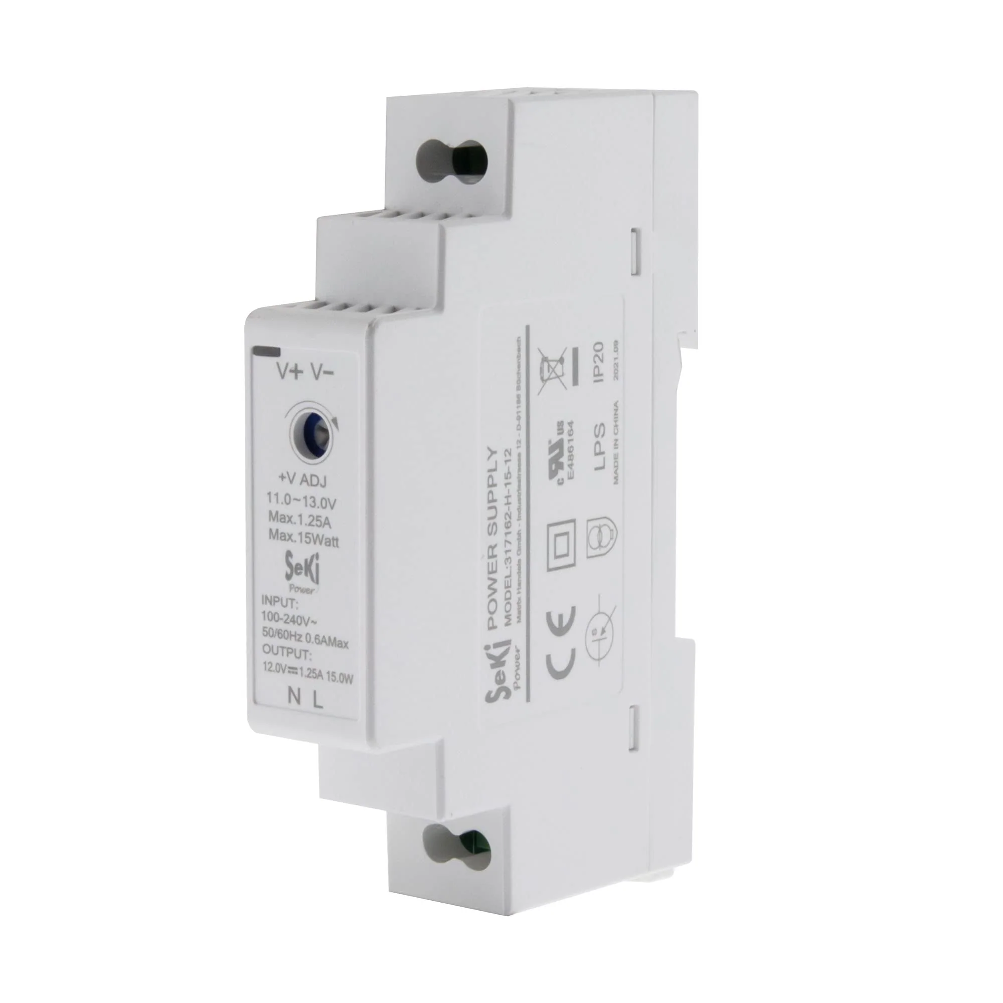 SeKi DIN Rail Power Supply H-15-12 - 12V - 1.25A - 15W DIN Rail - DIN Rail Power Supply 15 watts (1.25 A) Single