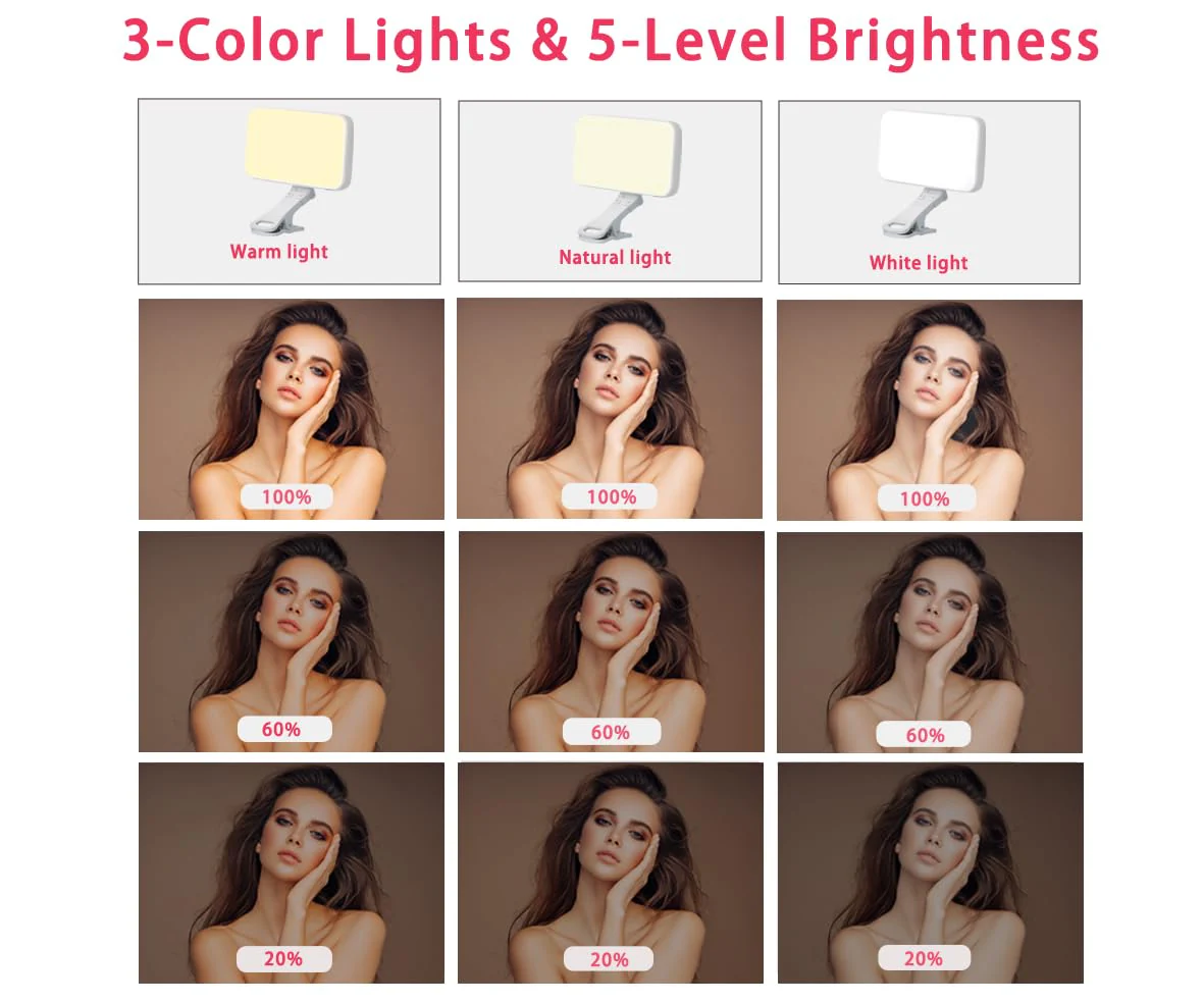 Selfie Light for Phone, 66 LED Phone Light with Rechargeable Clip and Adjusted 3 Light Modes, 2000mAh Video Light for iPhone iPad, Laptop, Makeup, TikTok, Selfie, Vlog, Video Conference white - Image 3