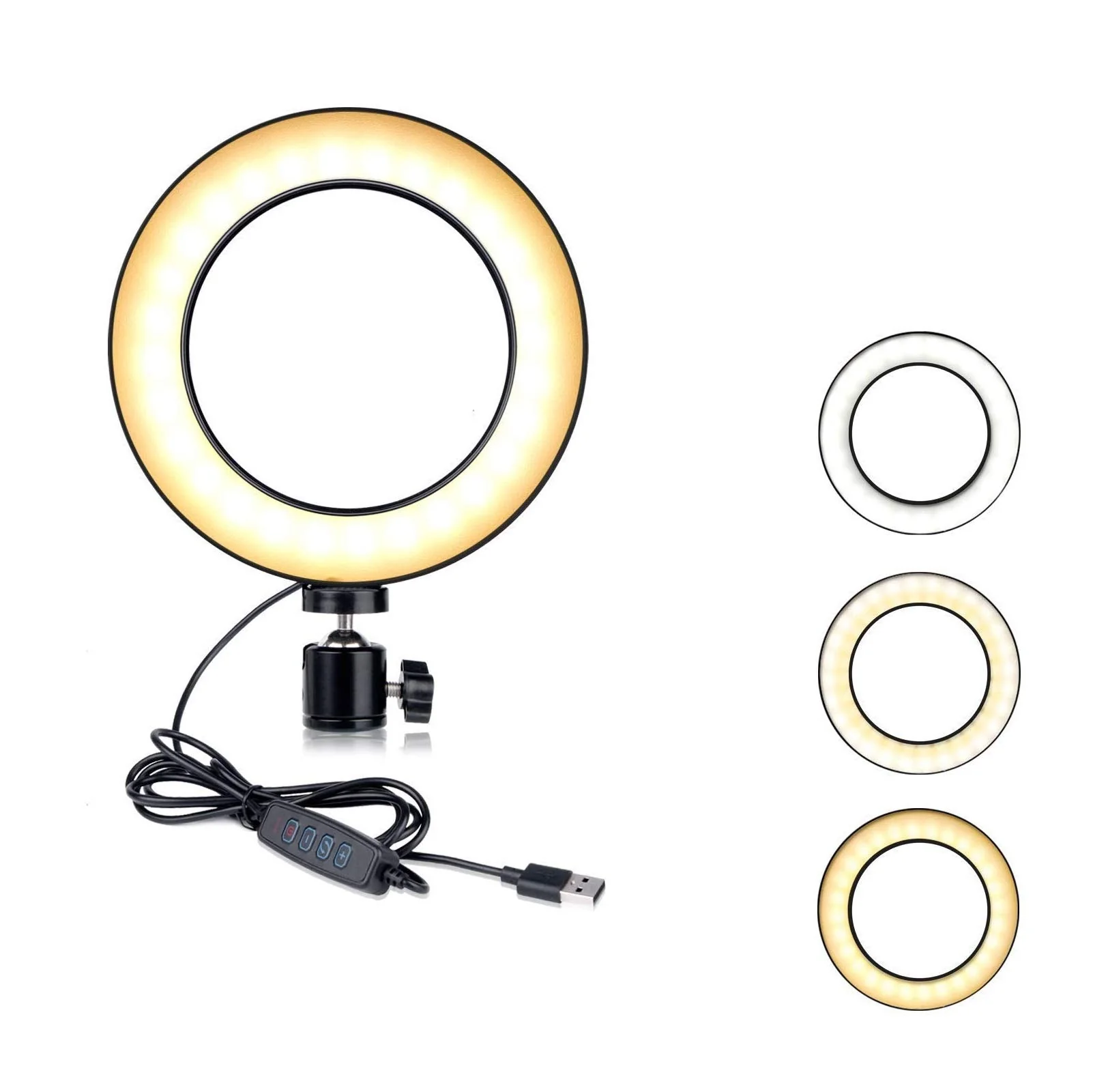 Selfie Ring Light 8-inch for YouTube Video Live Streaming Makeup Photography, Desktop USB LED Light with 3 Light Modes and 10 Brightness Level