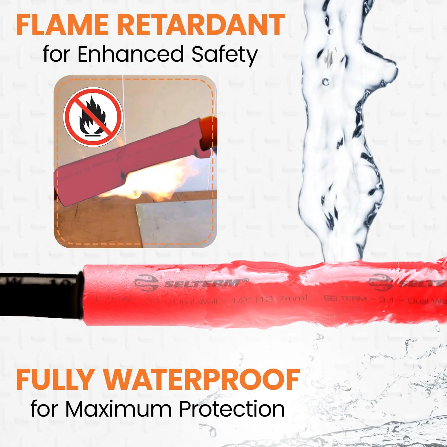 SELTERM 1/2" Red [50 Feet] Marine Grade Heat Shrink Tubing Roll, 3:1 Ratio Dual Wall Adhesive Lined Waterproof Heat Shrink Wrap Tube, for Battery Cable Lugs Wire Terminals Connectors 1/2" - 12.7MM - Image 4