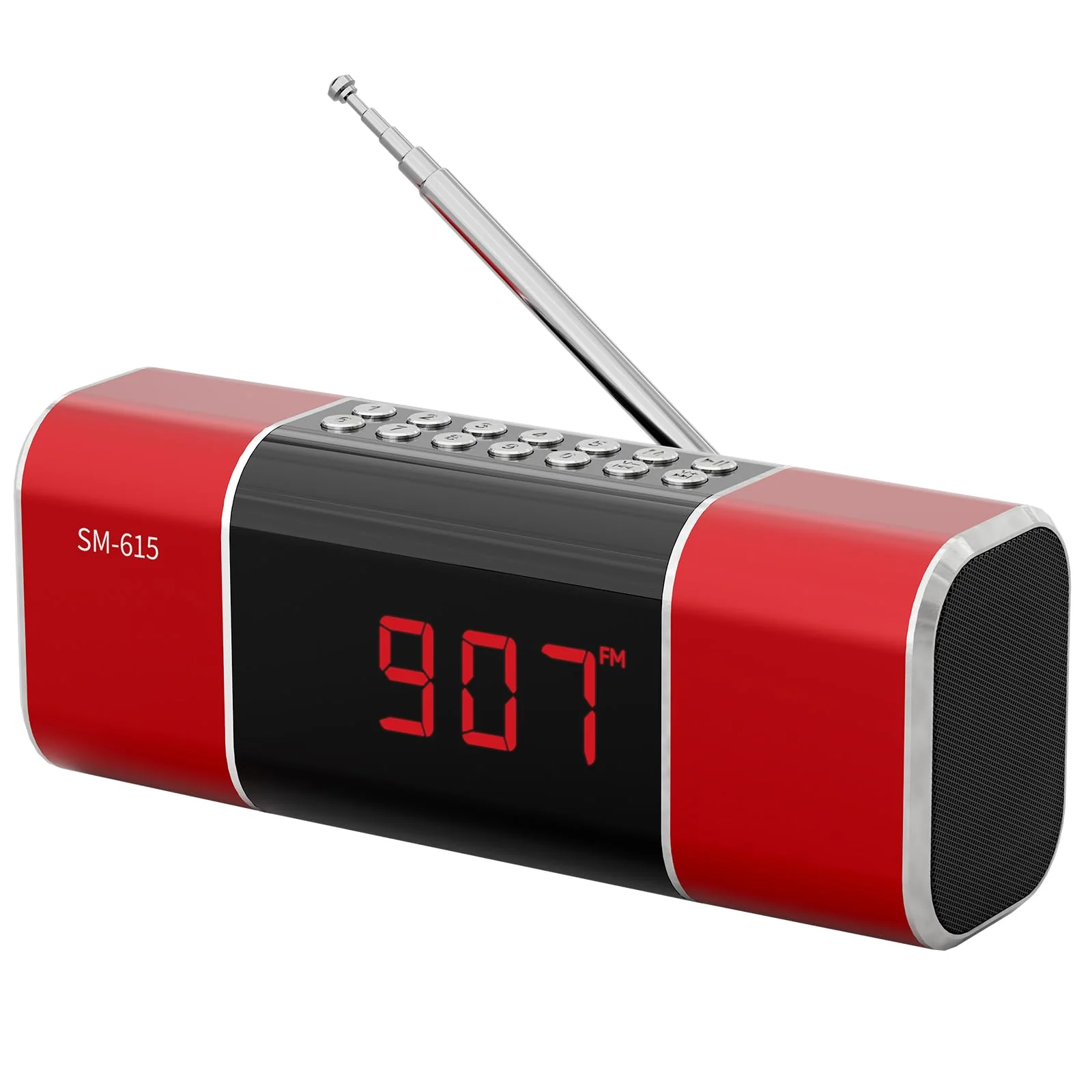 SEMIER Small Digital FM Radio with Bluetooth Speaker, Portable Rechargeable USB/SD Card MP3 Player Radio with Wireless Speaker and Headphone Jack for for Home/Outdoor Red
