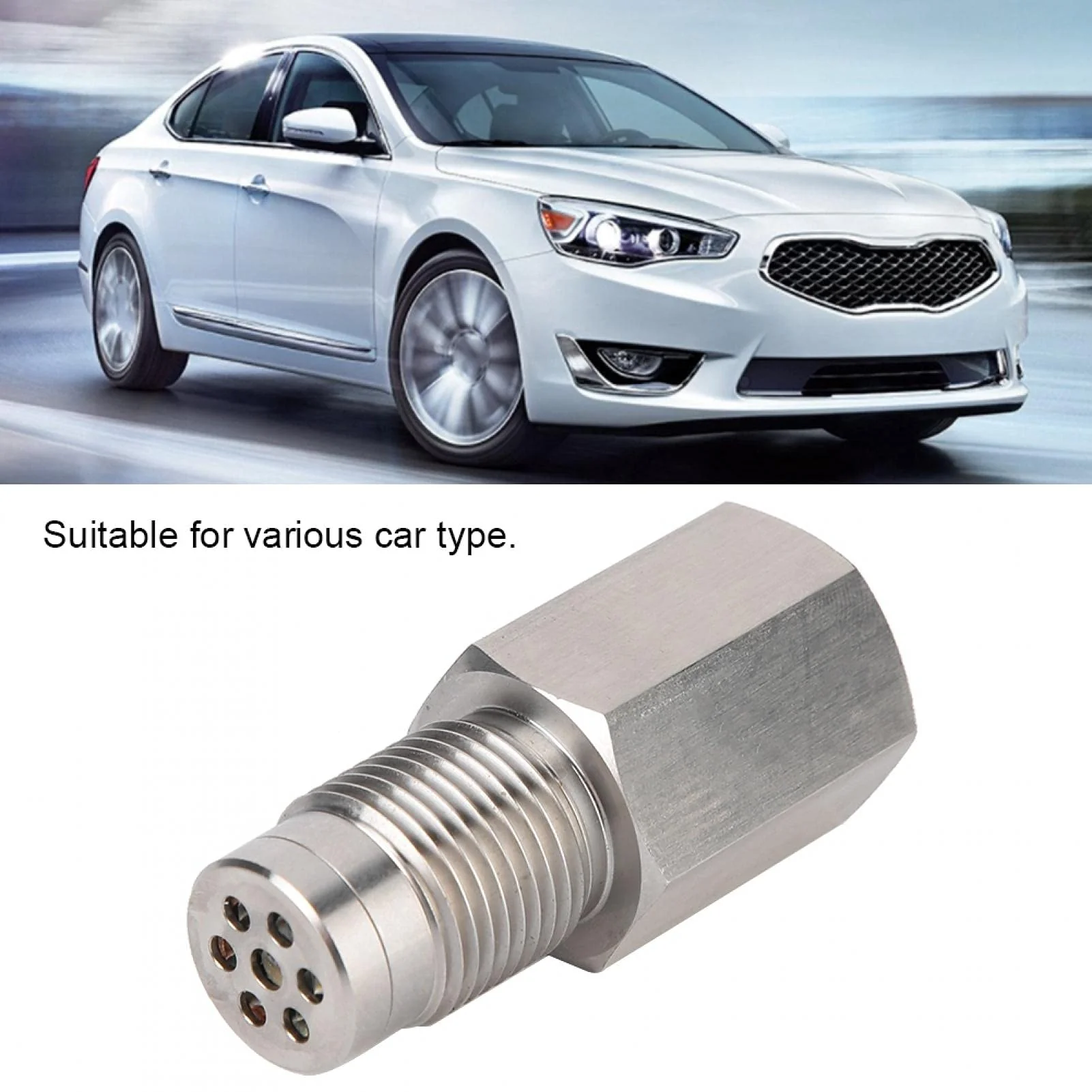 Sensor Oxigeno + Stainless Steel O2 Sensor Protective Case Plug Adapter with Mini Catalytic Converter M18 x 1.5 - Image 3