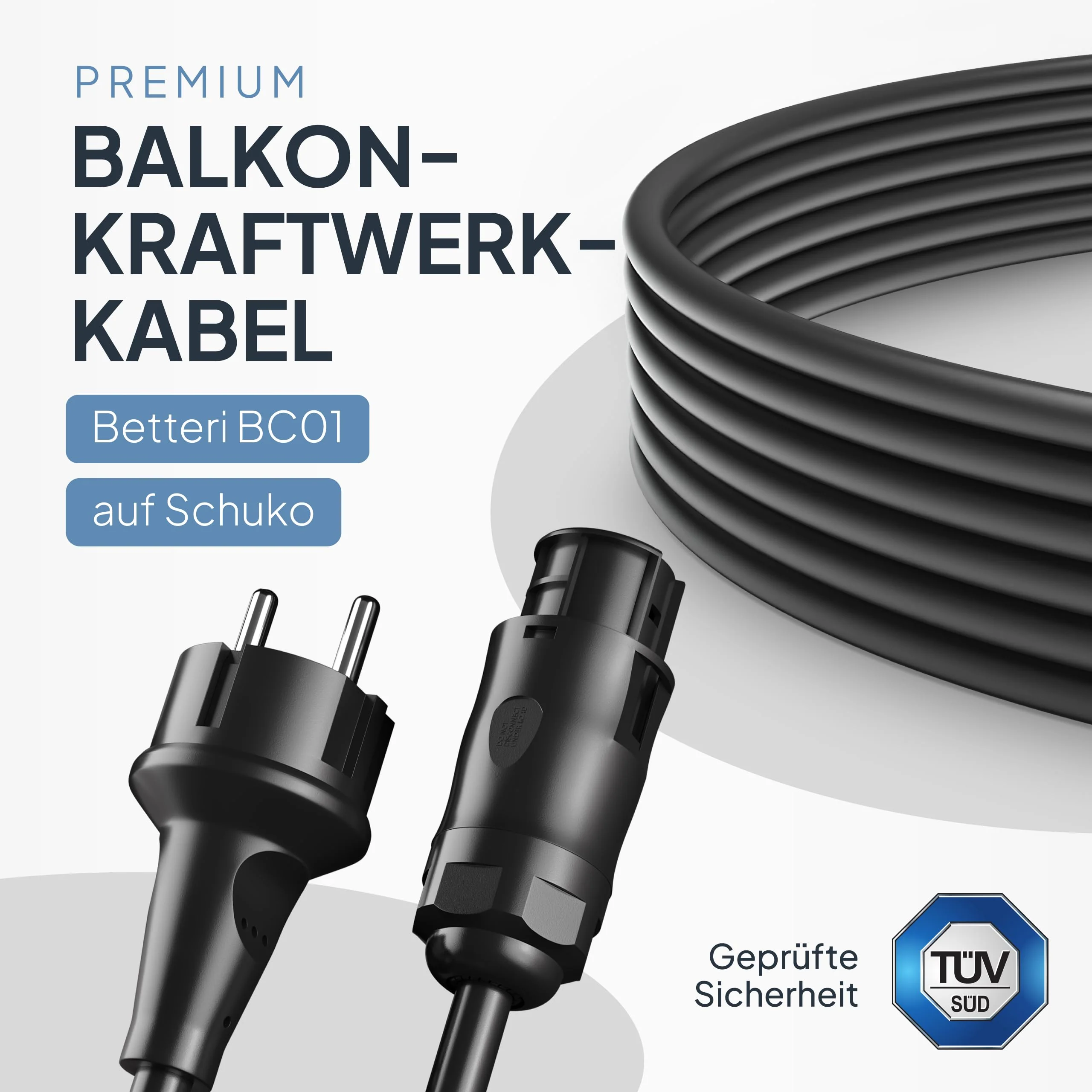 SEPO-Leitungen BC01 Balcony Power Station Cable - Female to Schuko Plug 2 m (IP44) Including 0% VAT According to ยง 12 Paragraph 3 UStG - AC Extension Cable for Inverter Deye, Envertech, TSUN, NEP 0% VAT - Cable 2 Meter - Image 2