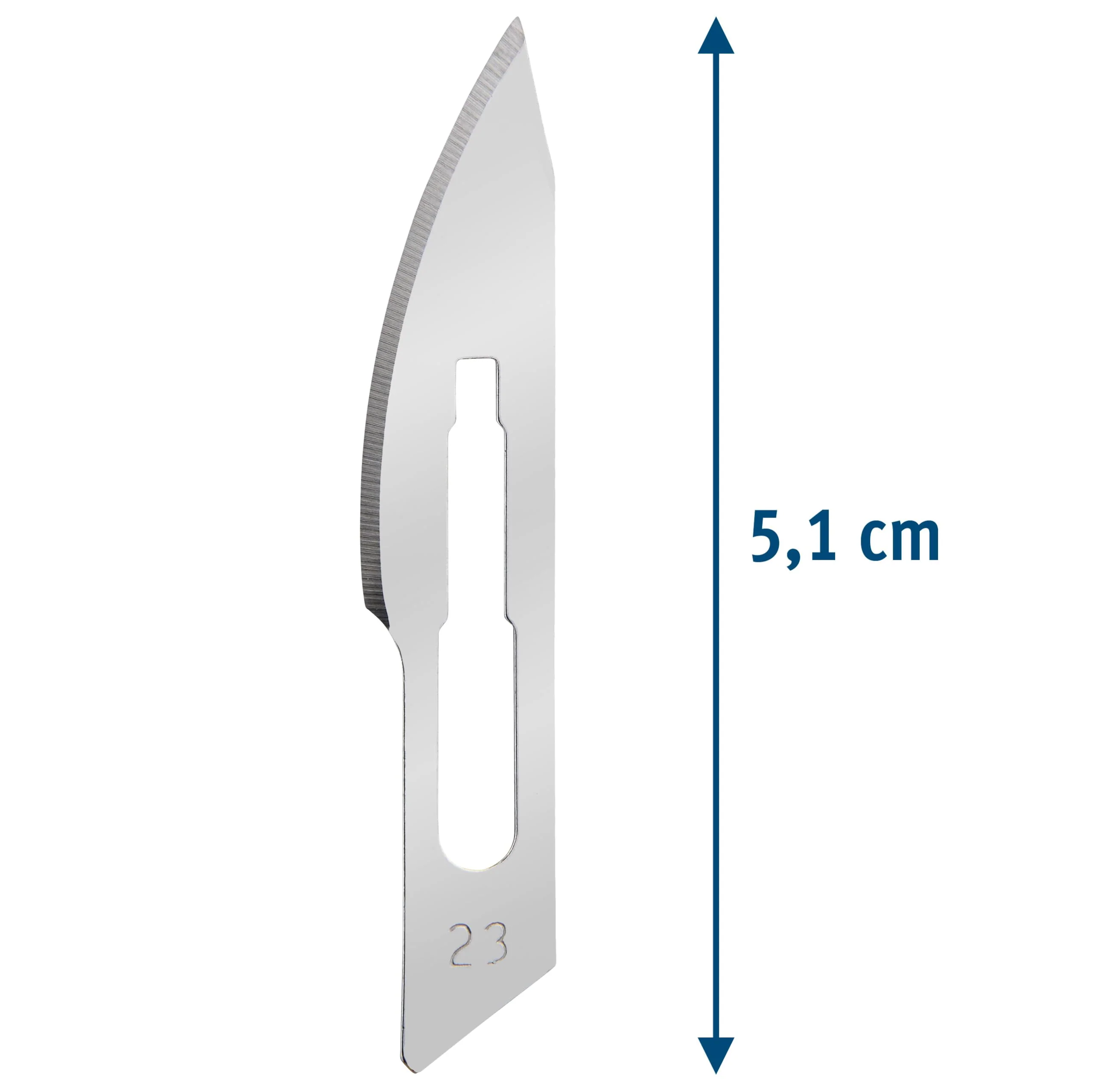 Set of 10 Sterile Scalpel Blades Figure 23 Made of Carbon Steel - Replacement Blades + 1 x Shehadeh - Scalpel Holder - Stainless Steel - Image 2