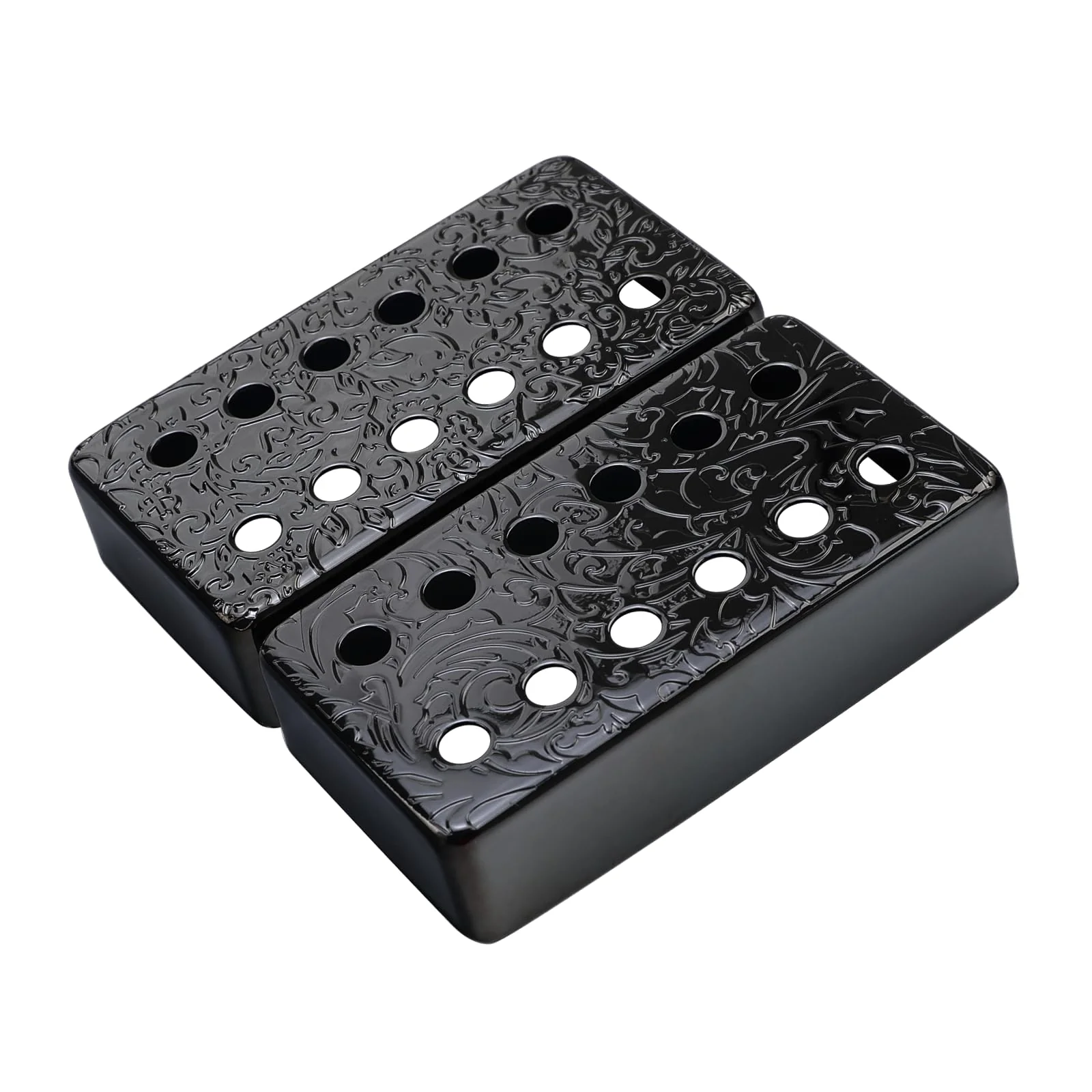 Set of 2 Brass Guitar Pickup Covers Black 50mm/52mm Pole Spcing Electric Guitar Pickup Covers Humbucker Guitar Pickup Cover Metal Guitar Pickup Covers for Ep Lp Les Paul Electric Guitar flower pattern