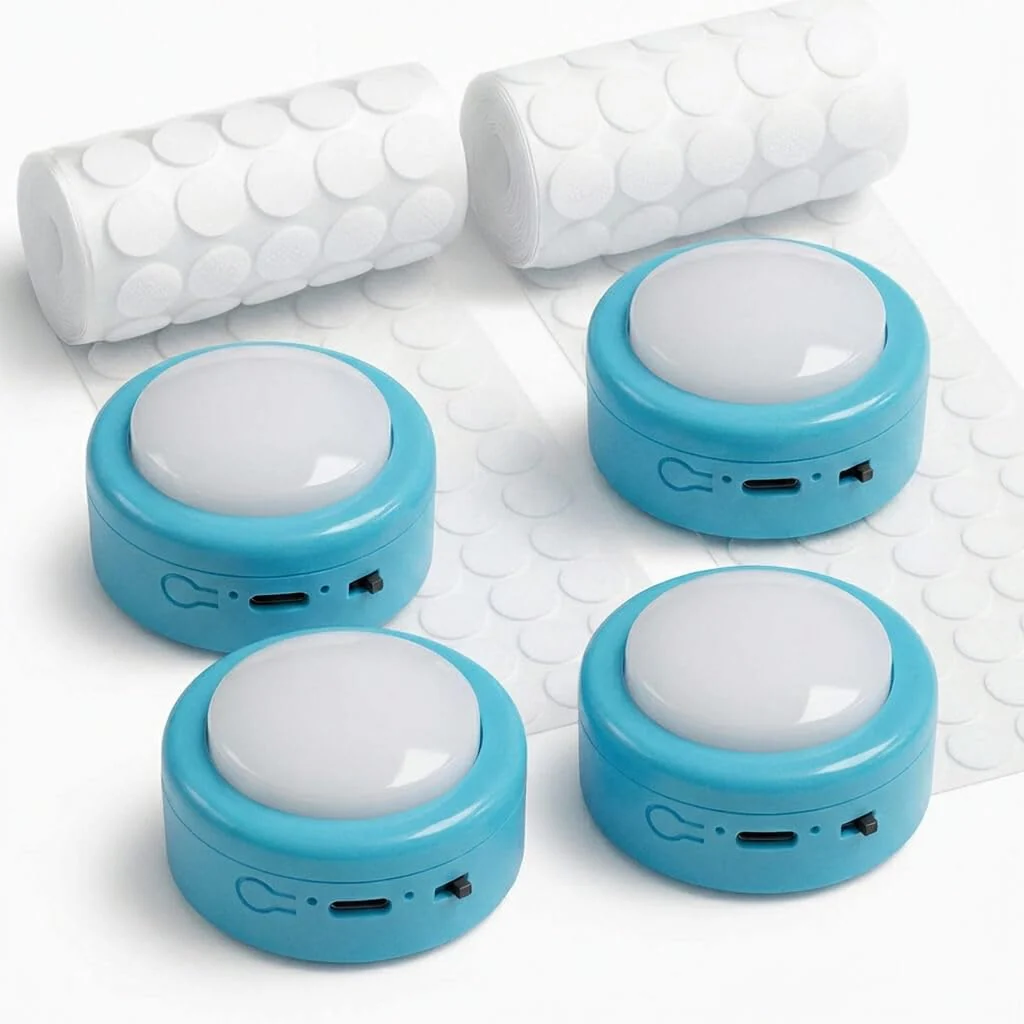 Set of 4 Small Voice Recording Buttons, Loud Clear Dog Cat Recorder for Animal Communication, Blue Pet Training Talking Buzzer, Rechargeable 30s Record & Playback Starter Set for Home Office