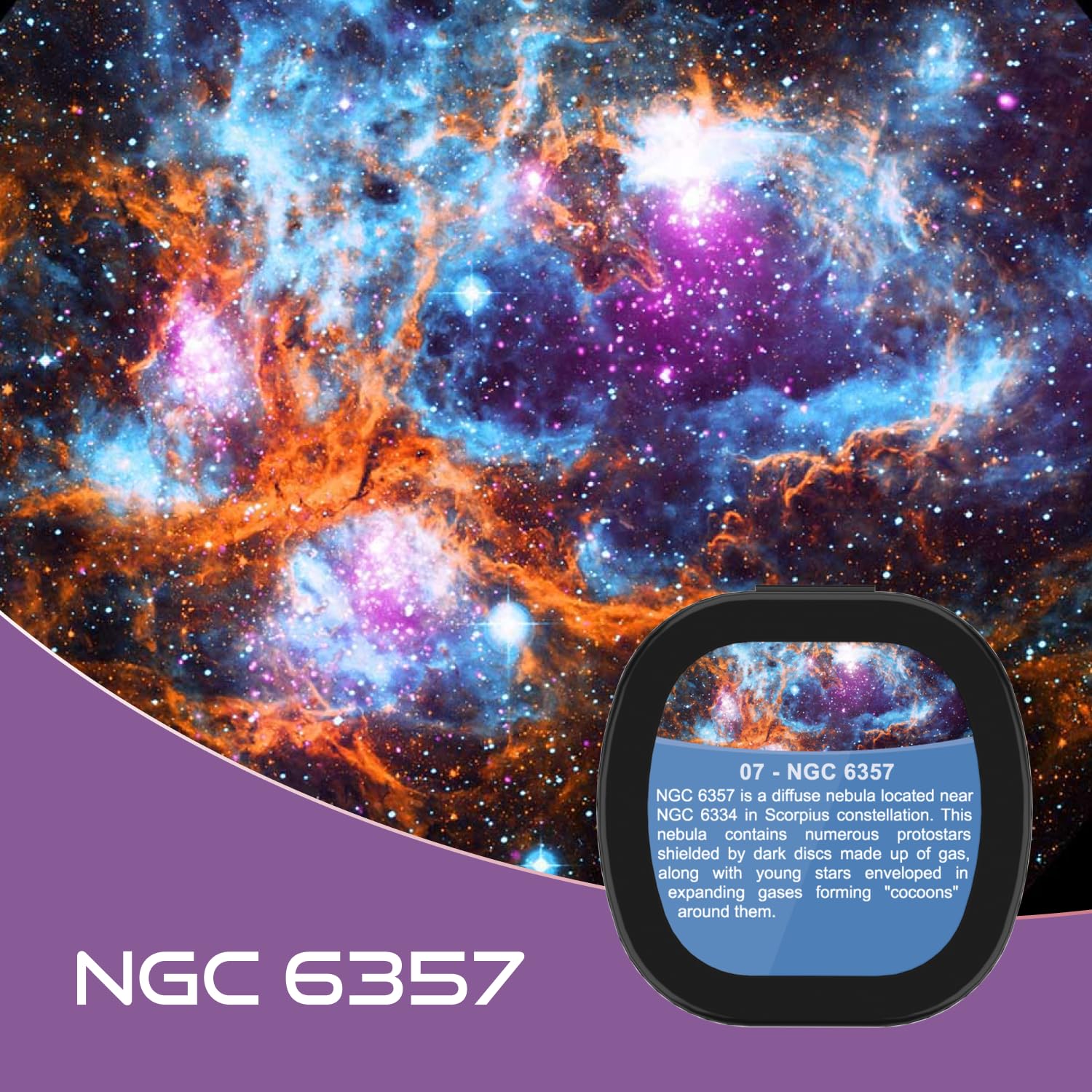 Set of 6 Replaceable Galaxy Projector Discs– for Samosvit Home Planetarium Galaxy Projector with Meteor Effect – Gift for Kids (Thematic Nebulas 1/6) Galaxy Disc Thematic 1/6 - Image 6