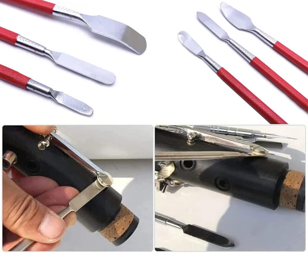 Set of 7 Steel Woodwind Instrument Repair Tool with Spring Hook Tone Pad Key Covers Protector Solder Tweezers for Sax Clarinet Oboe Flute Piccolo Bassoon - Image 6