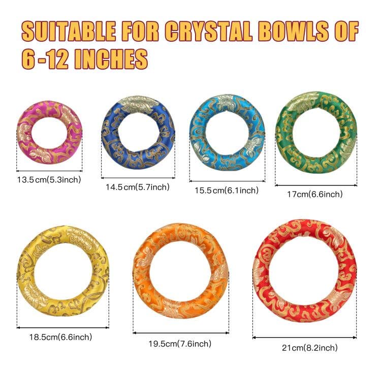 Seven pcs Cloth O-ring Playing 6-12" 8-14" Crystal Singing Bowl (6-12inch) 6-12inch - Image 2