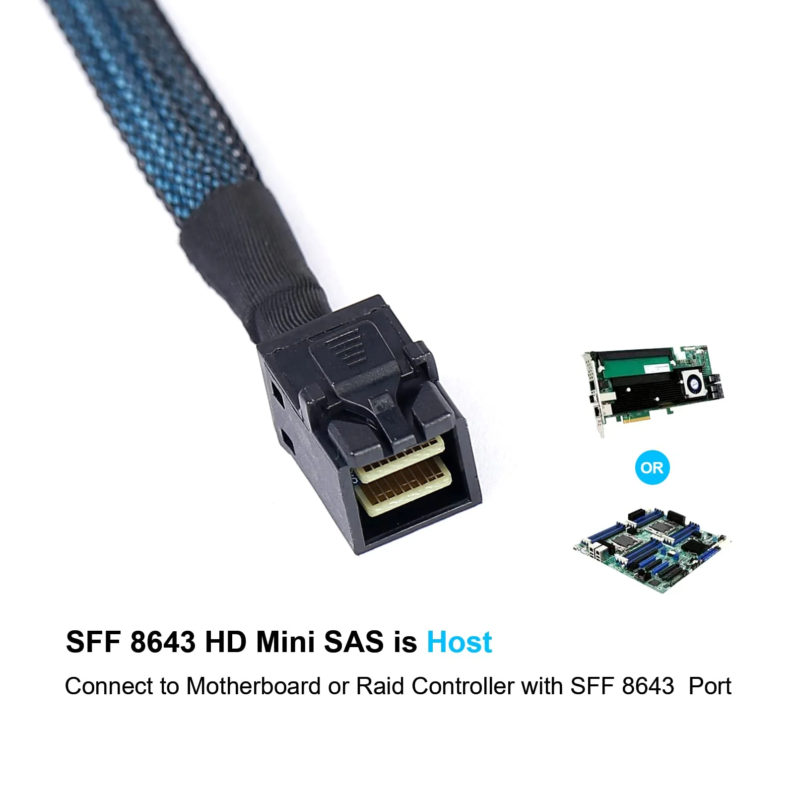 SFF-8643 to SATA:0.5M Mini SAS to SATA Cable Mini SAS Breakout Cable SFF 8643 to SATA Mini SAS HD to SATA SAS to 4X SATA Breakout Cable (1.6FT) 1.6FT 1PACK - Image 3