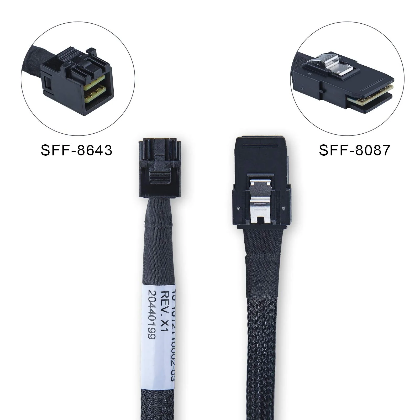 SFF-8643 to SFF-8087 Internal Mini SAS HD Cable, Compatible with Raid Controller Hard Drive, 100-Ohm, 1-m(3.3ft), 2 Pack Straight 1m - Image 6
