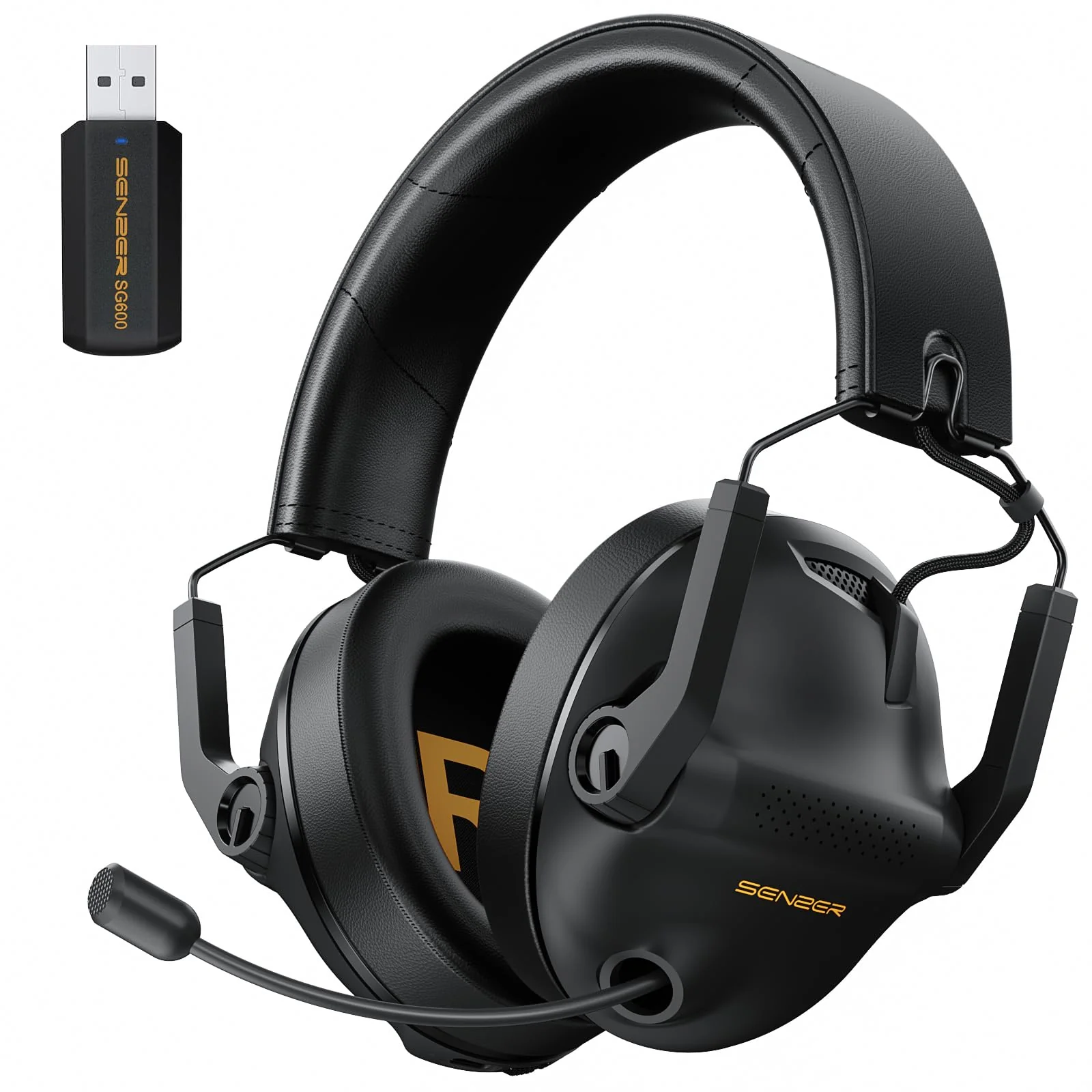 SG600 Wireless Gaming Headset for PC, PS5, PS4, Laptop, Mac, Nintendo Switch, 2.4GHz & Bluetooth 5.3 Gaming Headphones with Noise Canceling Mic, Stereo Sound, 70+Hr Battery, 15ms Latency Black