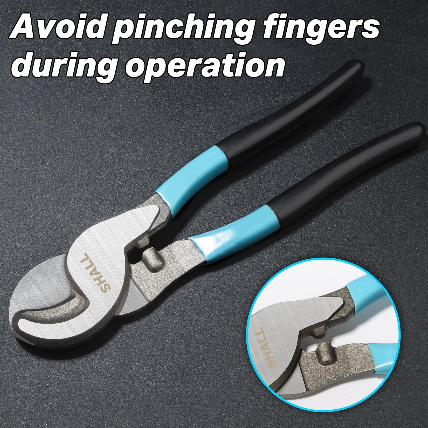 SHALL Cable Cutter 9.44"/240mm High Hardness Cable Cutting Tool with Non-Slip Grip Ideal for Clean Cutting and Stripping Copper Wires - Image 5