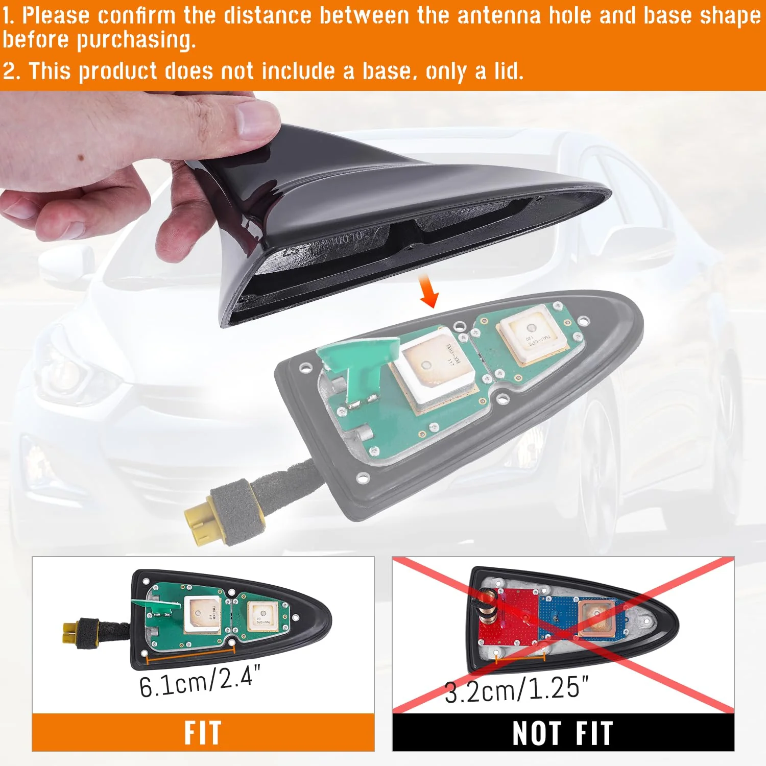 Shark Fin Antenna Cover Compatible with for Elantra Sedan MD 2011-2016,for Hyundai Sonata Sedan YF 2009-2014 w/GPS,for Genesis Sedan BH 2008-2013,96210,962103Q800,962103X100NKA (Glossy Black) Glossy Black - Image 3