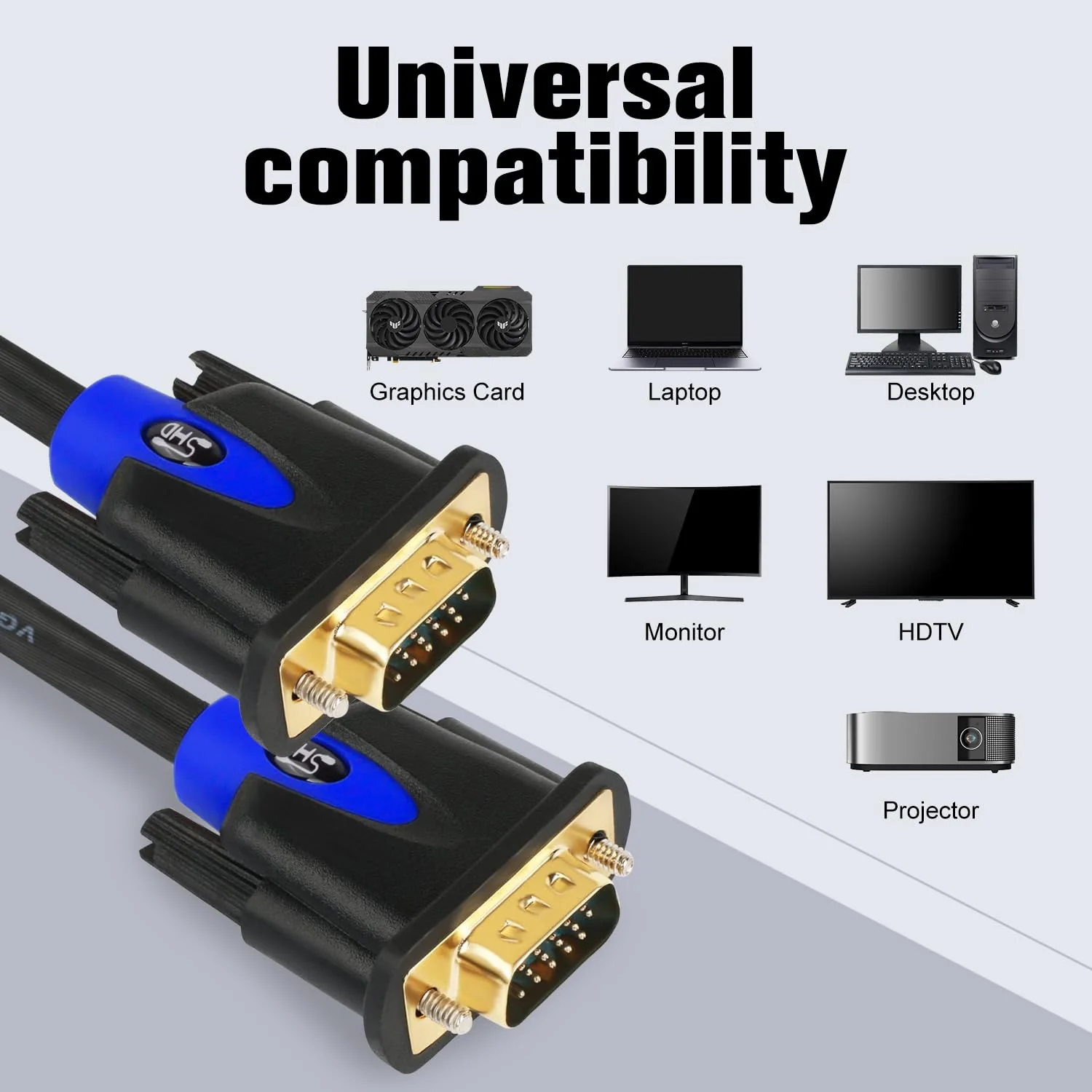 SHD VGA Cable, VGA to VGA HD15 Monitor Cable for PC Laptop TV Projector-25Feet 25Feet - Image 2