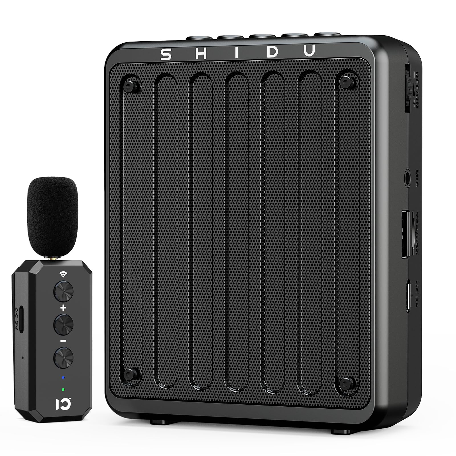 SHIDU 20W Voice Amplifier Wireless Lavalier Microphone Bluetooth Voice Amplifier for Teachers Portable Microphone with Speaker for Classroom,Speech, Meeting,Yoga,Outdoors Black