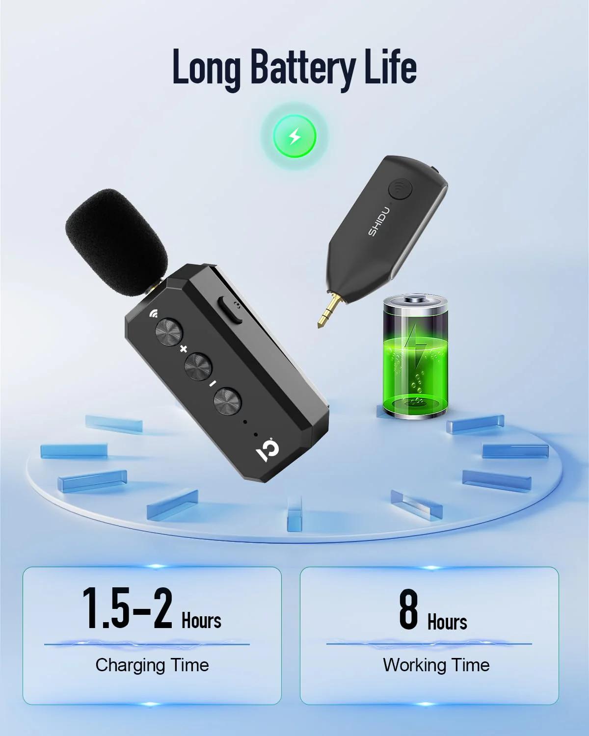 SHIDU Wireless Microphone Headset 2.4G Wireless lavalier Mics System with 3.5MM Plug for Voice Amplifier, Speakers, PA System Teacher, Tour Guides, Fitness Instructor - Image 2