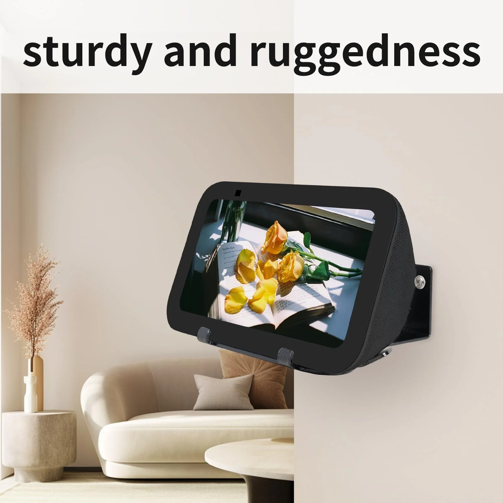 shinar Metal Wall Mount ONLY for Echo Show 5 3rd Gen Wall bracket wall stand for Show 5 with Wiremanagement with Accessories Bracket Shelf (Black) Black - Image 6