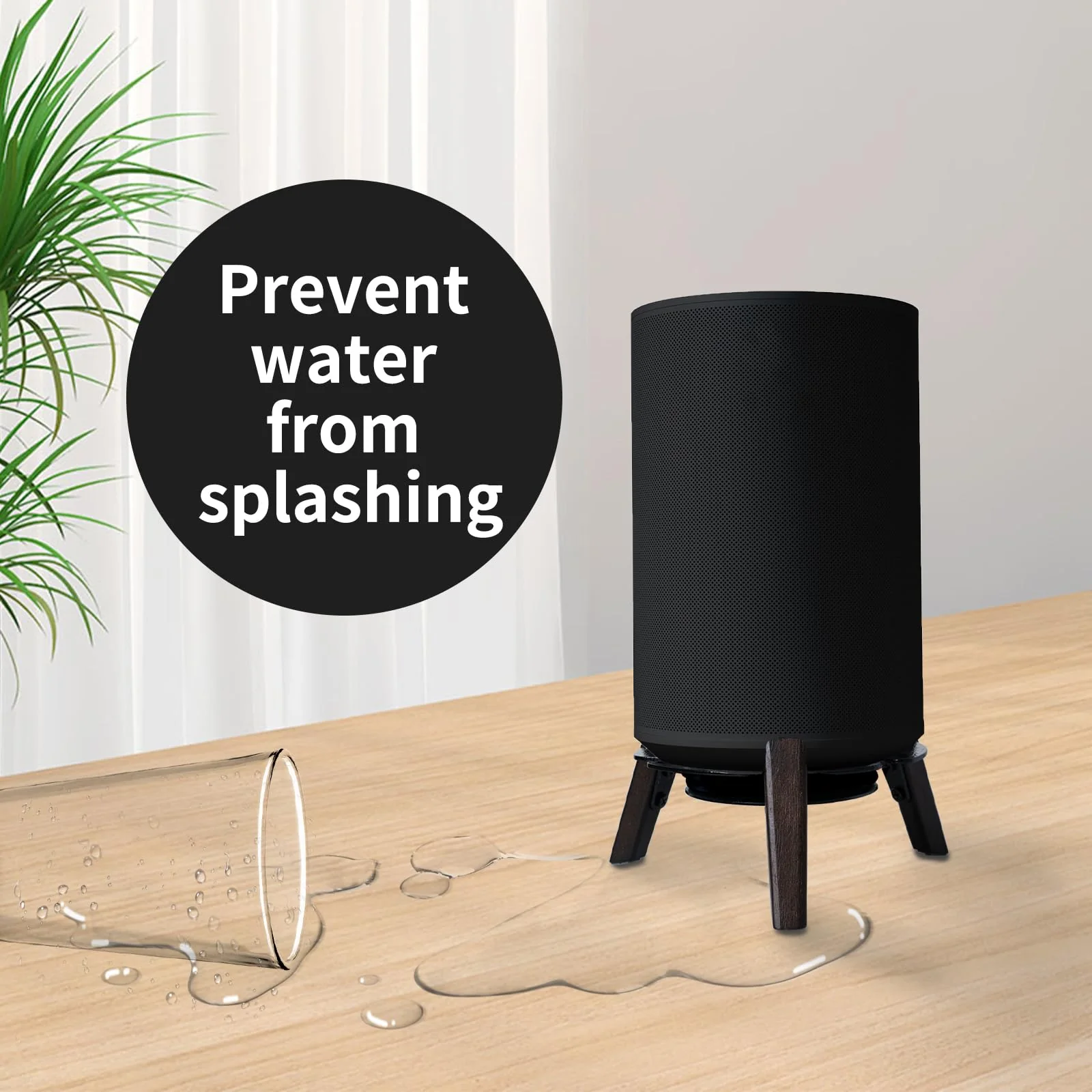 shinar Real Wood Desktop Speaker Stands,Table Desk Stand Compatible for Sonos Era 100 with Cable Management Table Wooden Mount Holder for sonos 100 (Black) Black - Image 6