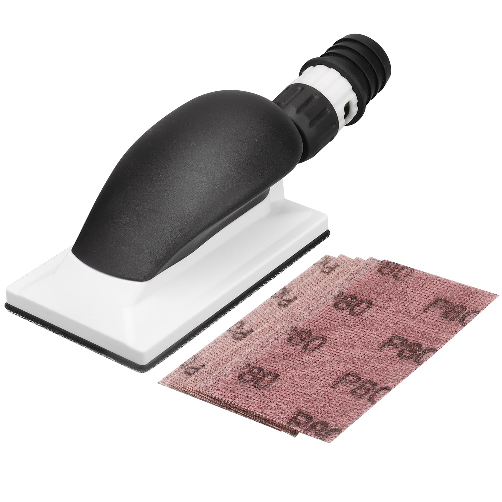 Shineboc Sanding Block Handy with Grip and Suction for 70x125mm Sanding Strips, for Hand Sanding Filler Plaster Wood Dust-Free Sanding, Comes with 5 PCS of Mesh Sanding Sheets