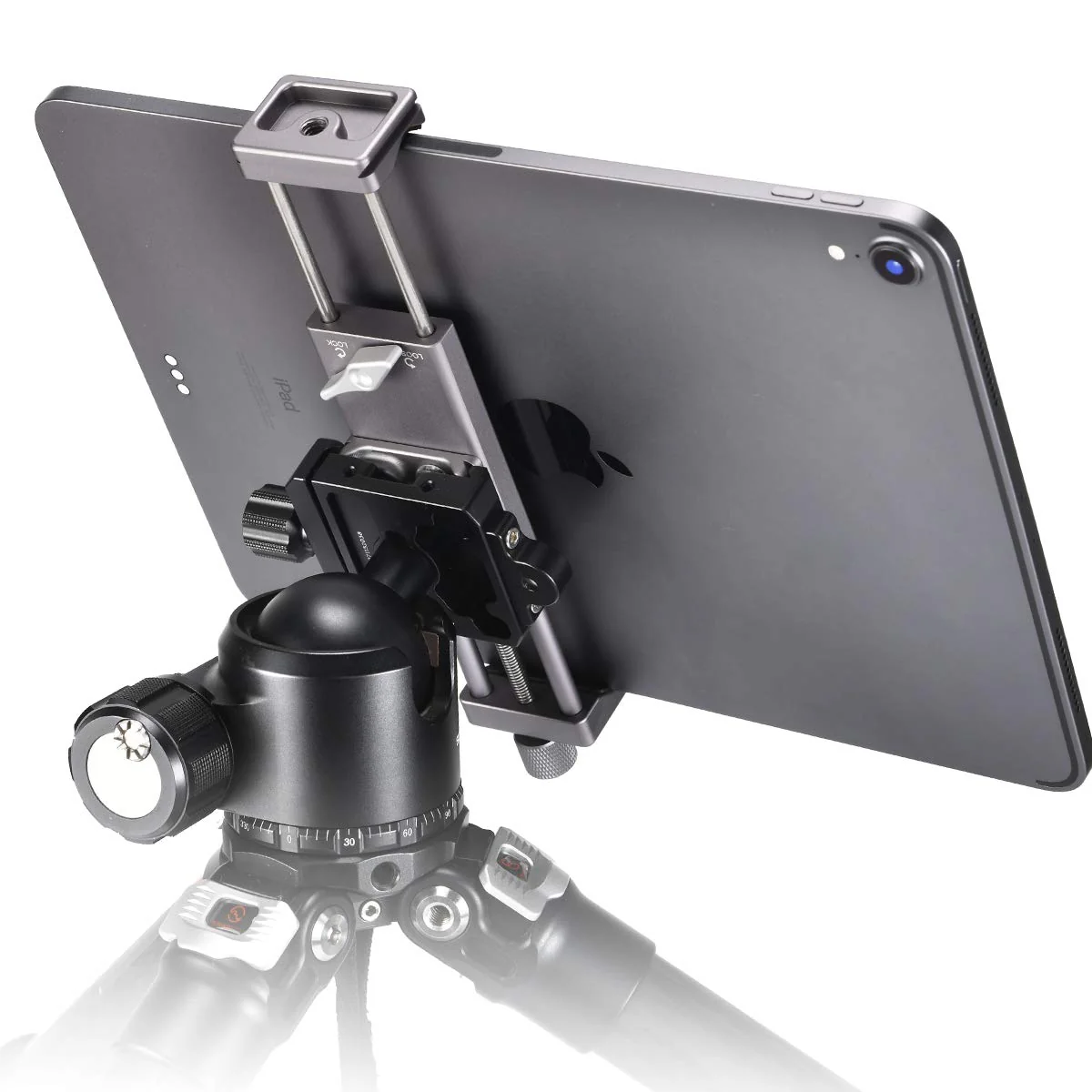 SHINEWEE Full Metal Tablet Tripod Holder - Compatible with iPad mini/Air/Pro | 1/4" Screw & Arca-Swiss Dovetail Mounts | Universal Tablet Clamp Adapter - Image 8