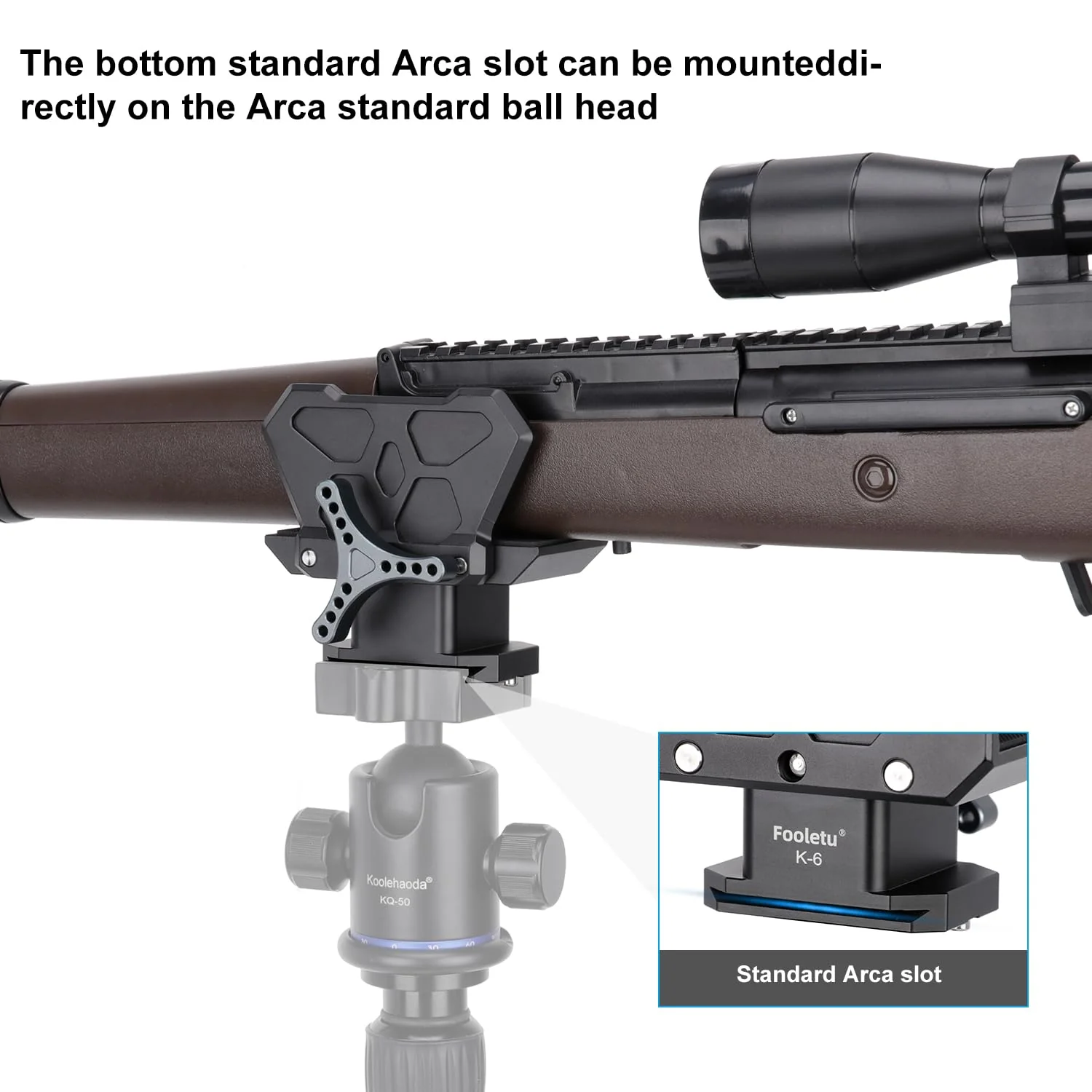Shooting Saddle Clamp Tripod Rifle Clamp Arca Swiss Rifle Saddle Mount with Quick Release Plates Rail for Hunting and Shooting Gun Rifle Crossbow Shooting Rest, Universal Rest Head Clamp - Image 4