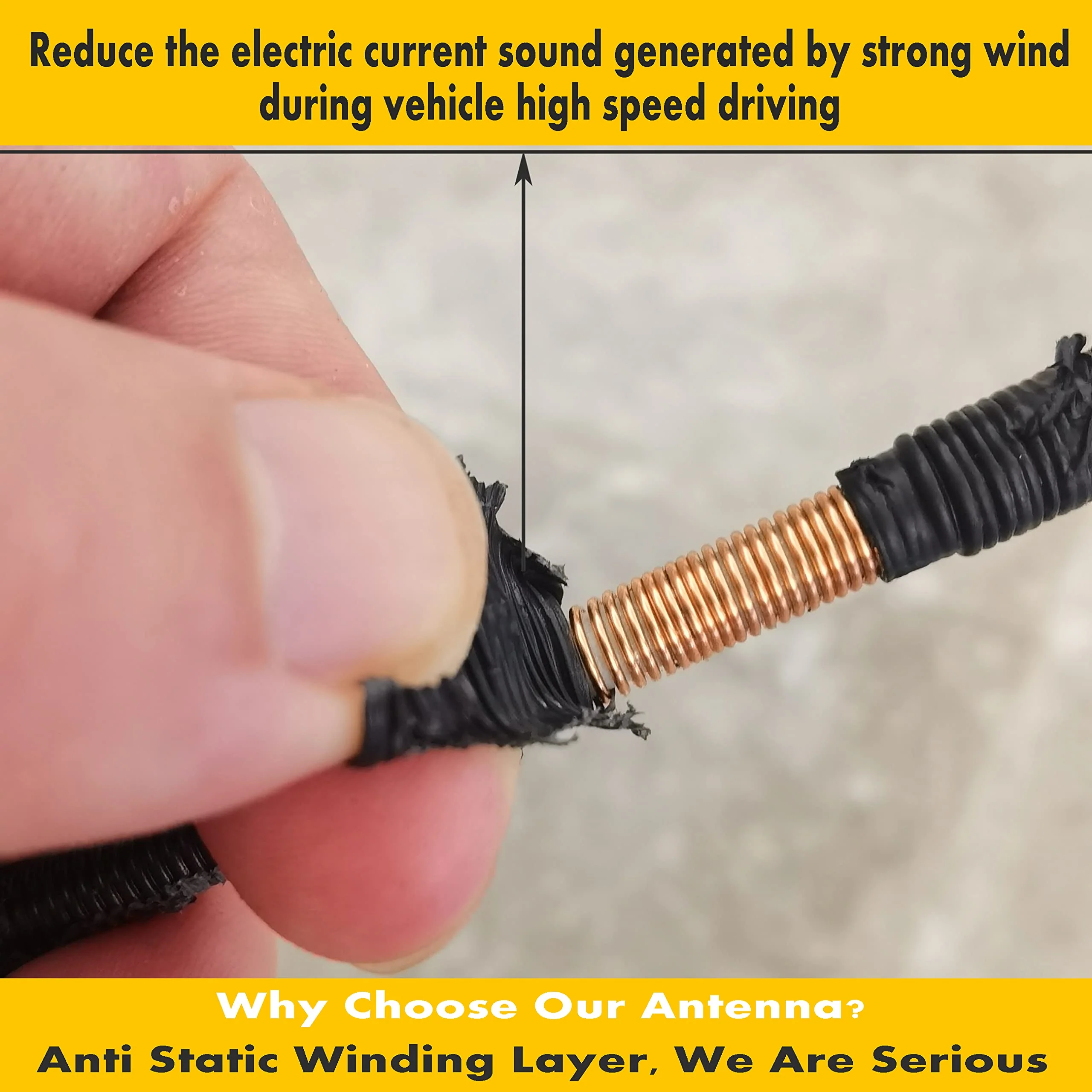 Short Rubber Antenna for Jeep Liberty (2002-2007), Jeep Liberty Antenna - Car Wash Proof, 6 3/4 Inch Internal Copper Coil Antenna Mast Replacement - Image 3