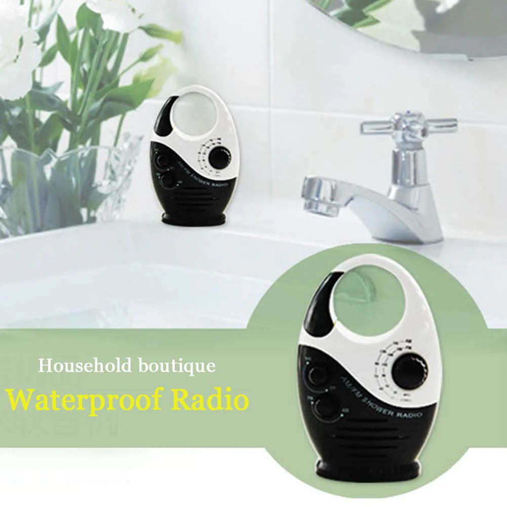 Shower Radio, Bathroom Radio AM FM, Waterproof Hanging Shower Radio Adjustable Volume black - Image 5