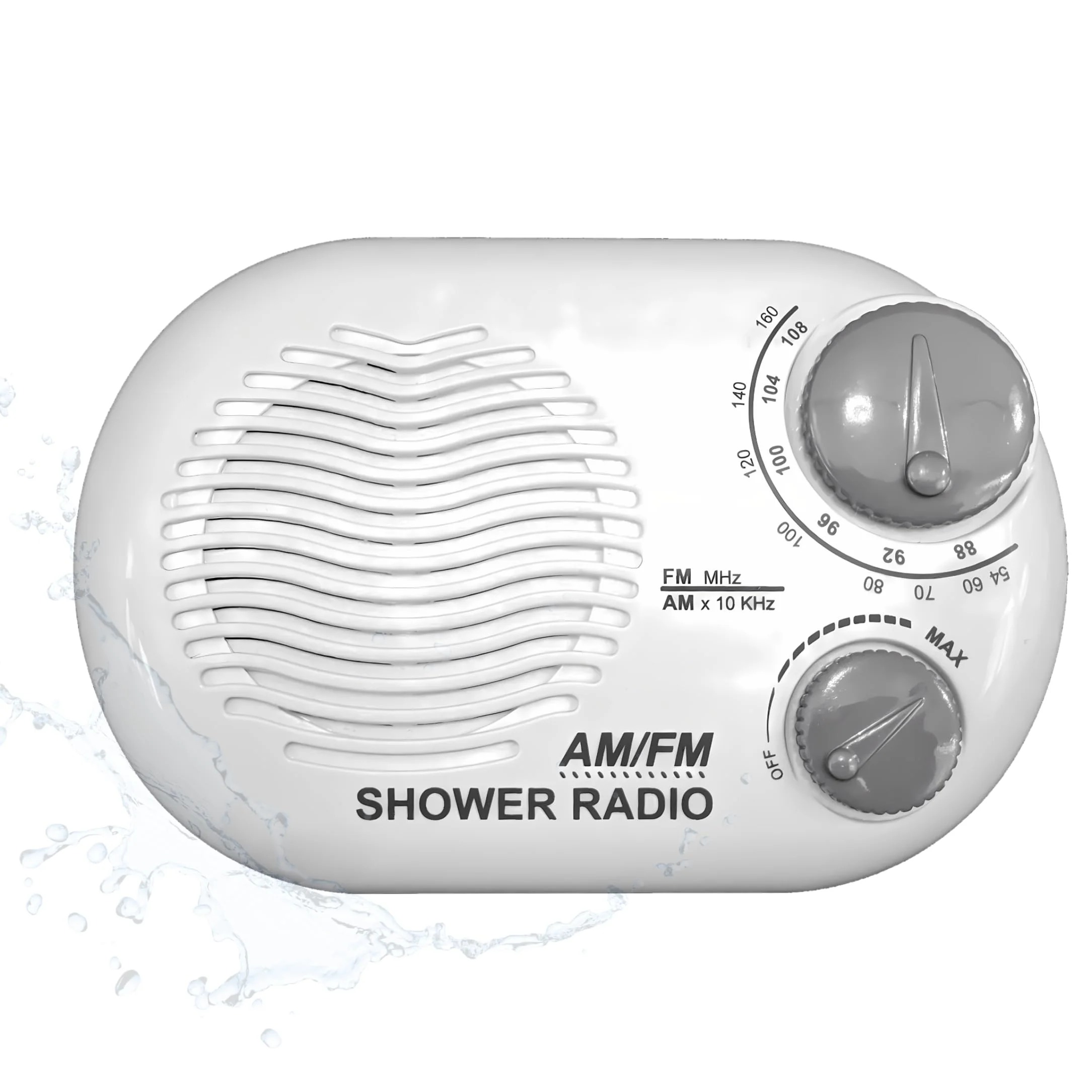 Shower Radio - Includes Carrying or Hanging Strap. Portable Design Perfect for Bathroom, Kitchen, and Outdoor. Built in Speaker, Battery Operated Radio SR