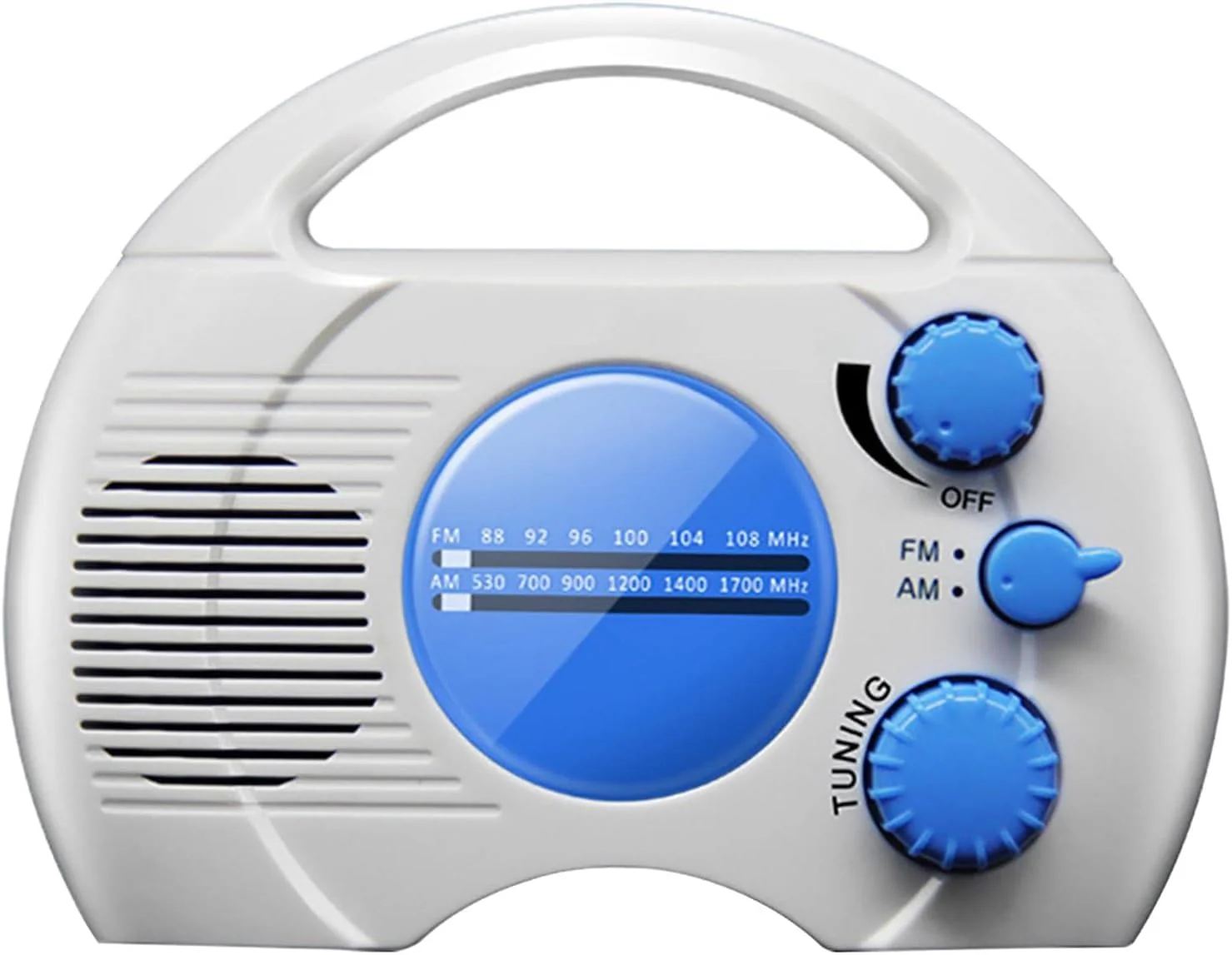 Shower Radio, Portable AM/FM Waterproof Hanging Shower Radio, Shower Radio Built-in Speaker Adjustable Volume Battery Operated Shower Radios for Bathroom Kitchen, Outdoor