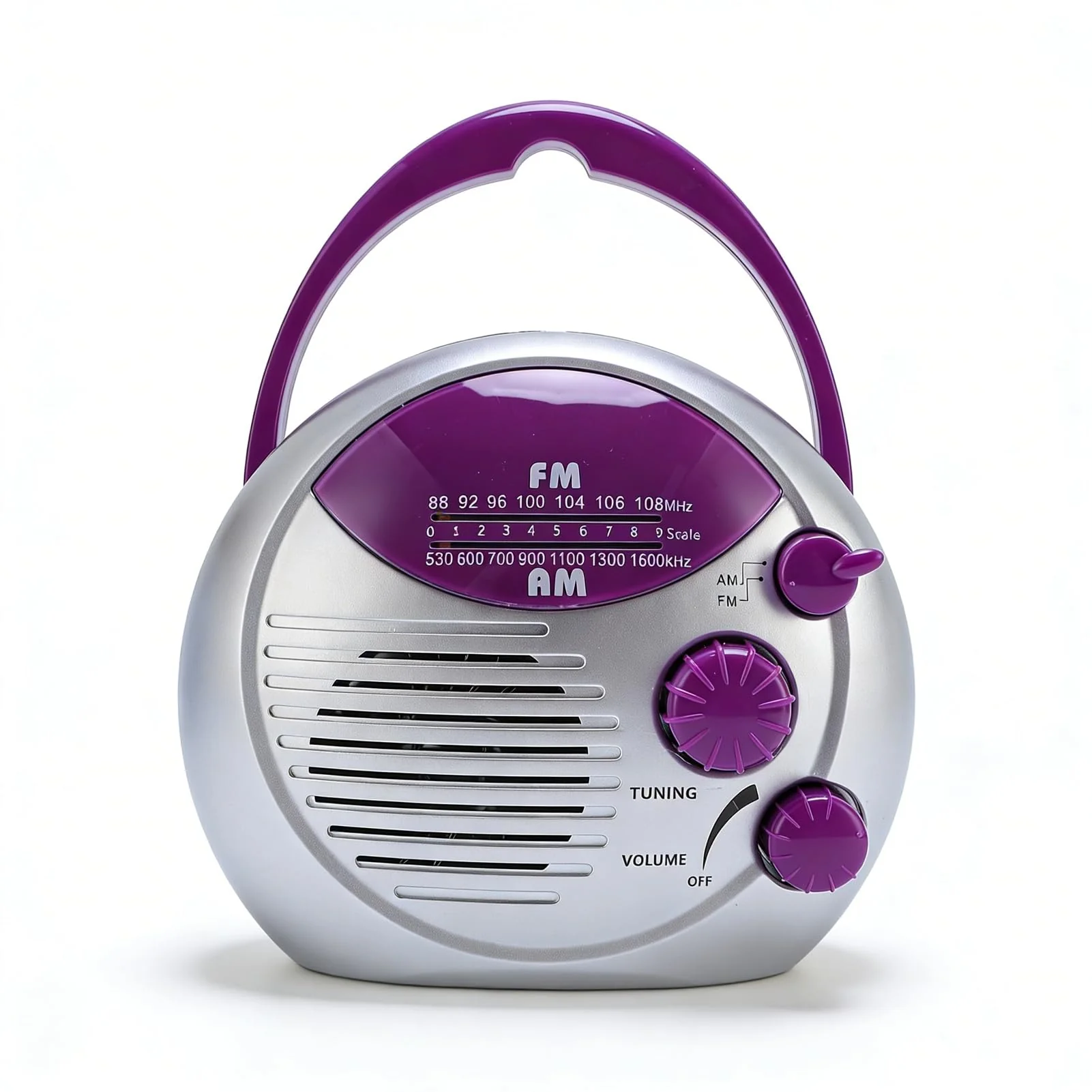 Shower Radio, Water Proof Portable Mini AM FM Radio, Battery Powered Hanging Bathroom Radio for Home, Hot Tub, Kitchen, Outdoor