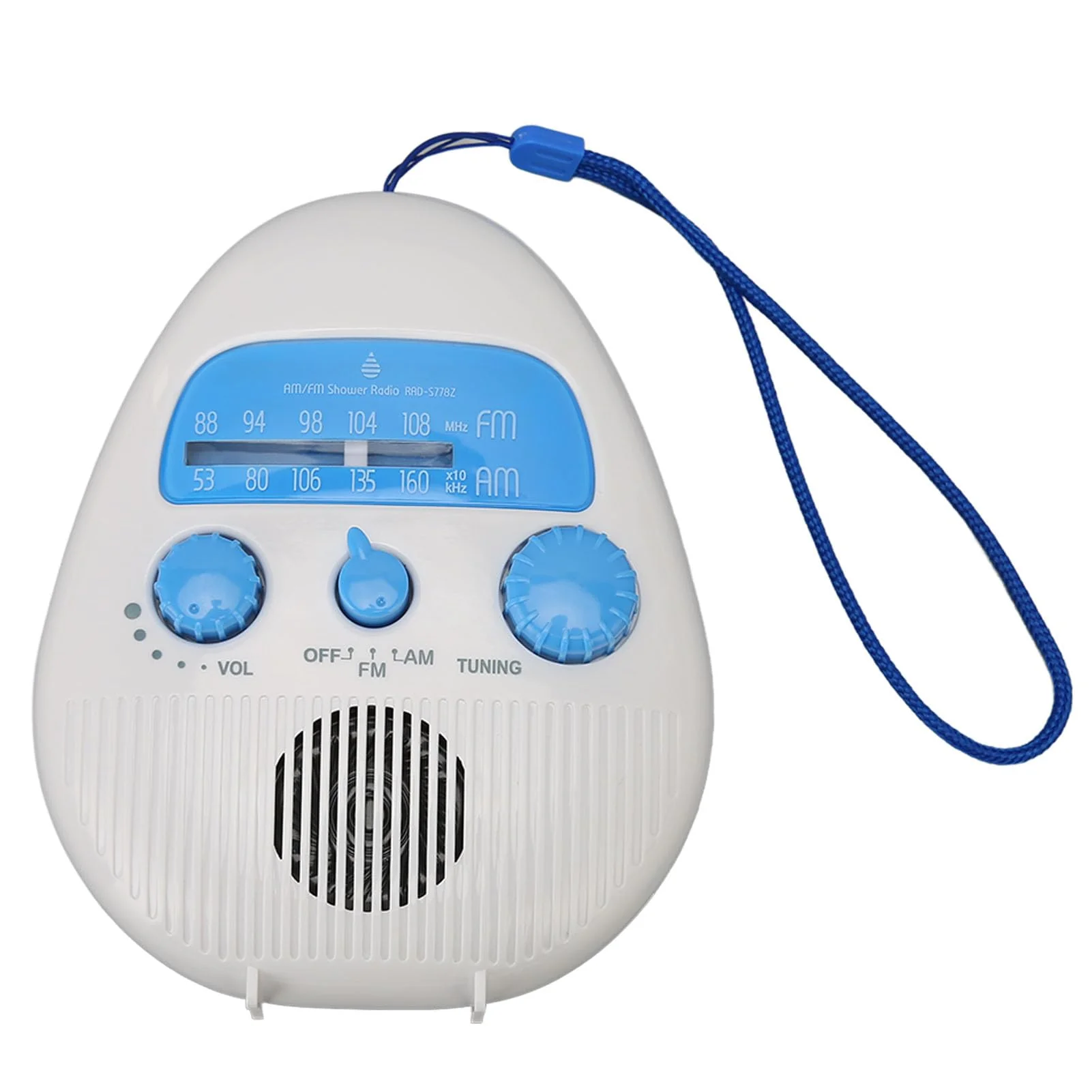 Shower Radio, Waterproof Bathroom Radio AM FM Radio with Built in Speaker, Portable Battery Operated Radio for Home Outdoor Travel