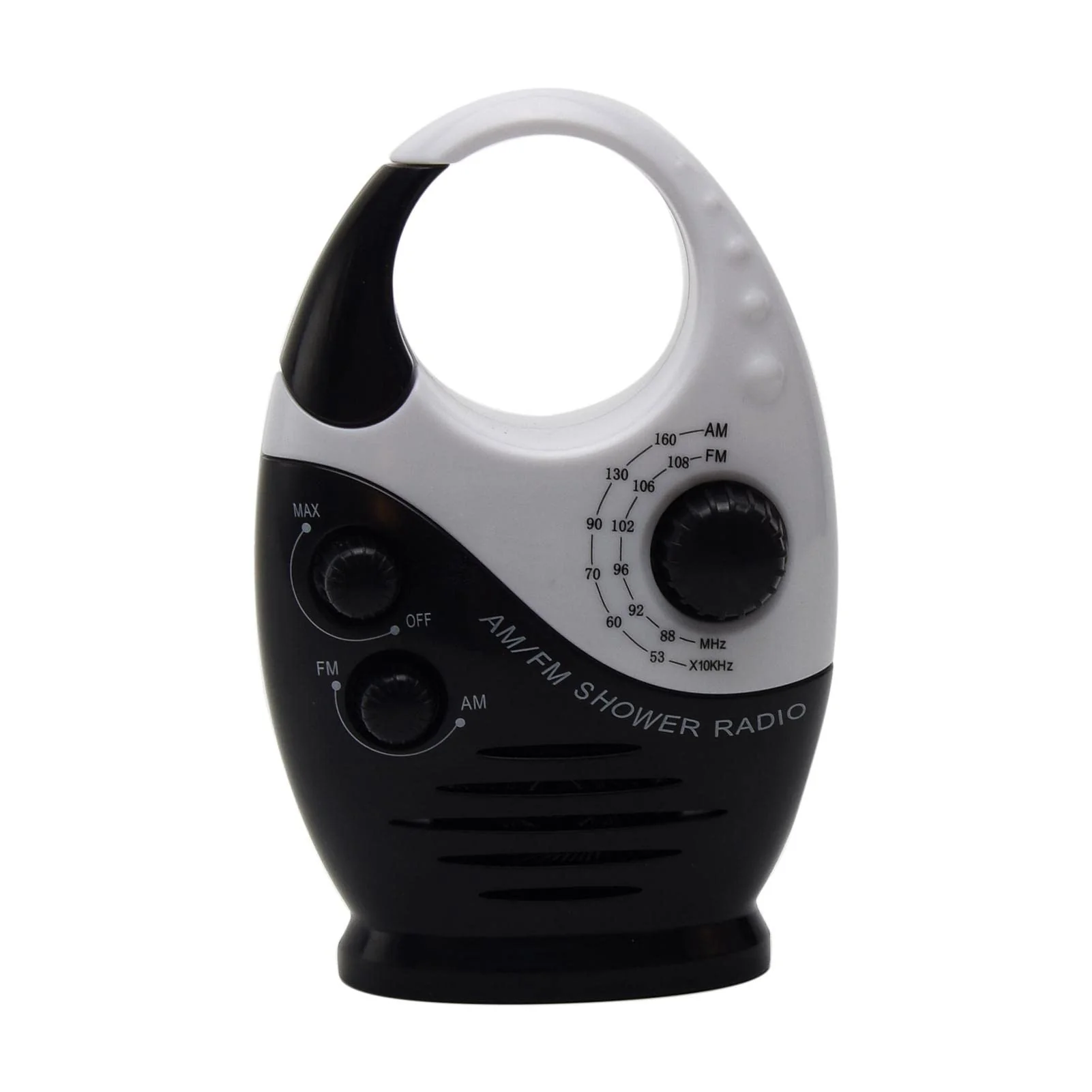 Shower Radio, Waterproof Shower Radio, 1Pc Adjustable Volume Shower AM FM Button Speaker Portable Waterproof Speaker Bathroom Shower Speakers Wireless Radio with Top Handle.(Black) Black