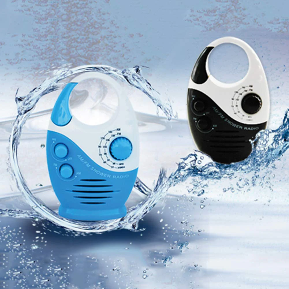 Shower Radio, Waterproof Shower Radio, 1Pc Adjustable Volume Shower AM FM Button Speaker Portable Waterproof Speaker Bathroom Shower Speakers Wireless Radio with Top Handle.(Black) Black - Image 9