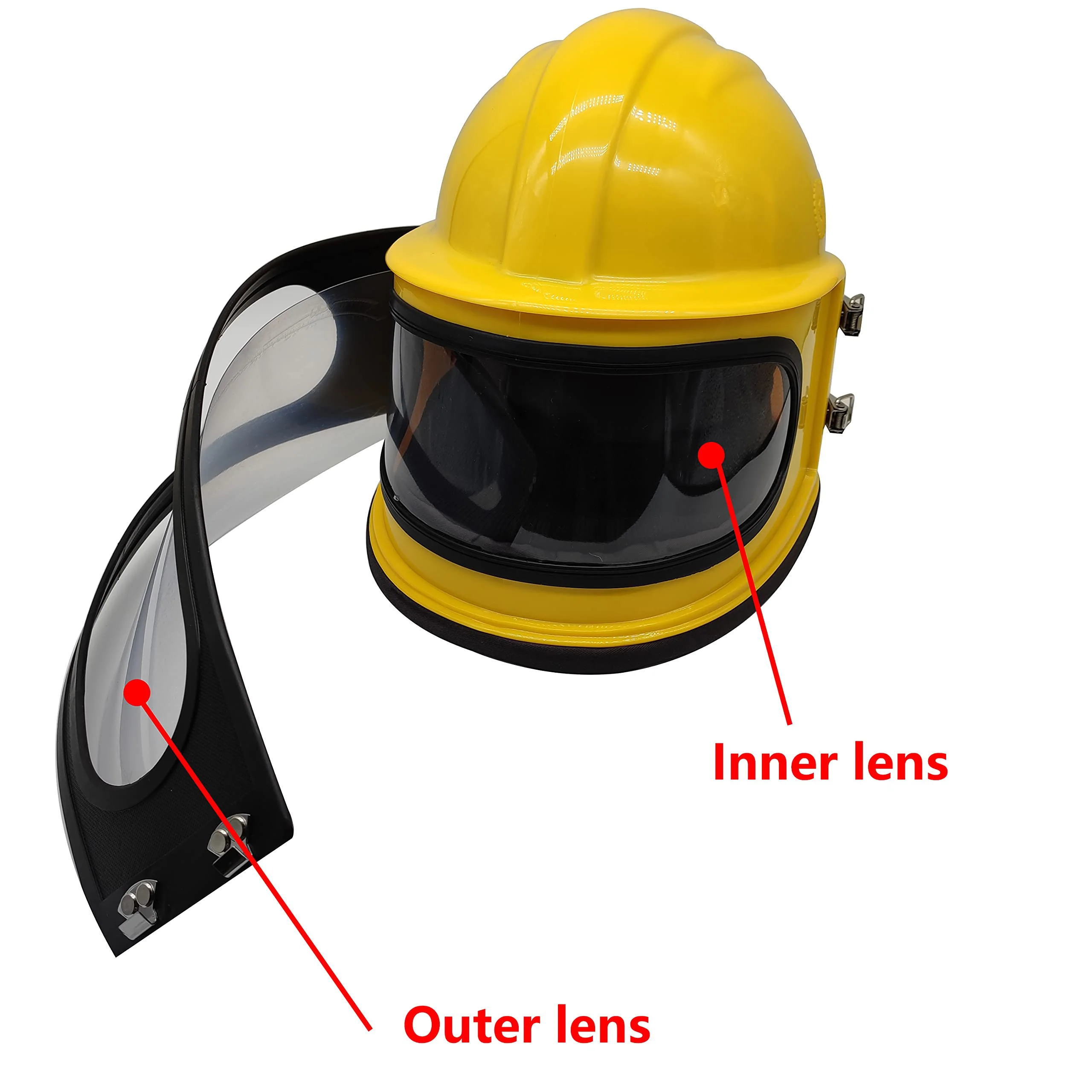 SHUNJIE Sandblaster Helmet Safe Air Feed Sandblast Helmet with Shoulder Protective Sand Blast Hood Protector for Sandblasting Equipped (Inner Lens) Inner Lens - Image 2