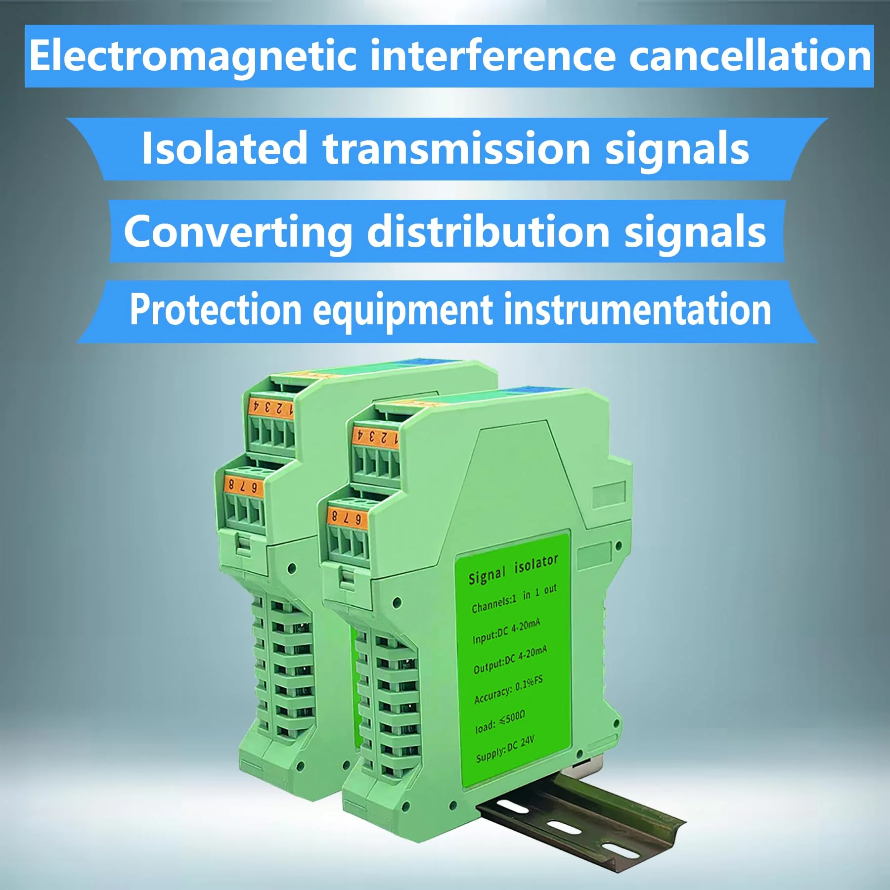 Signal Isolator DC 24V,PLC Detect Signal Conditioner,Module Analog Output(One in and one Out 4-20mA Turn 4-20mA) 1 input and 1 output - Image 3