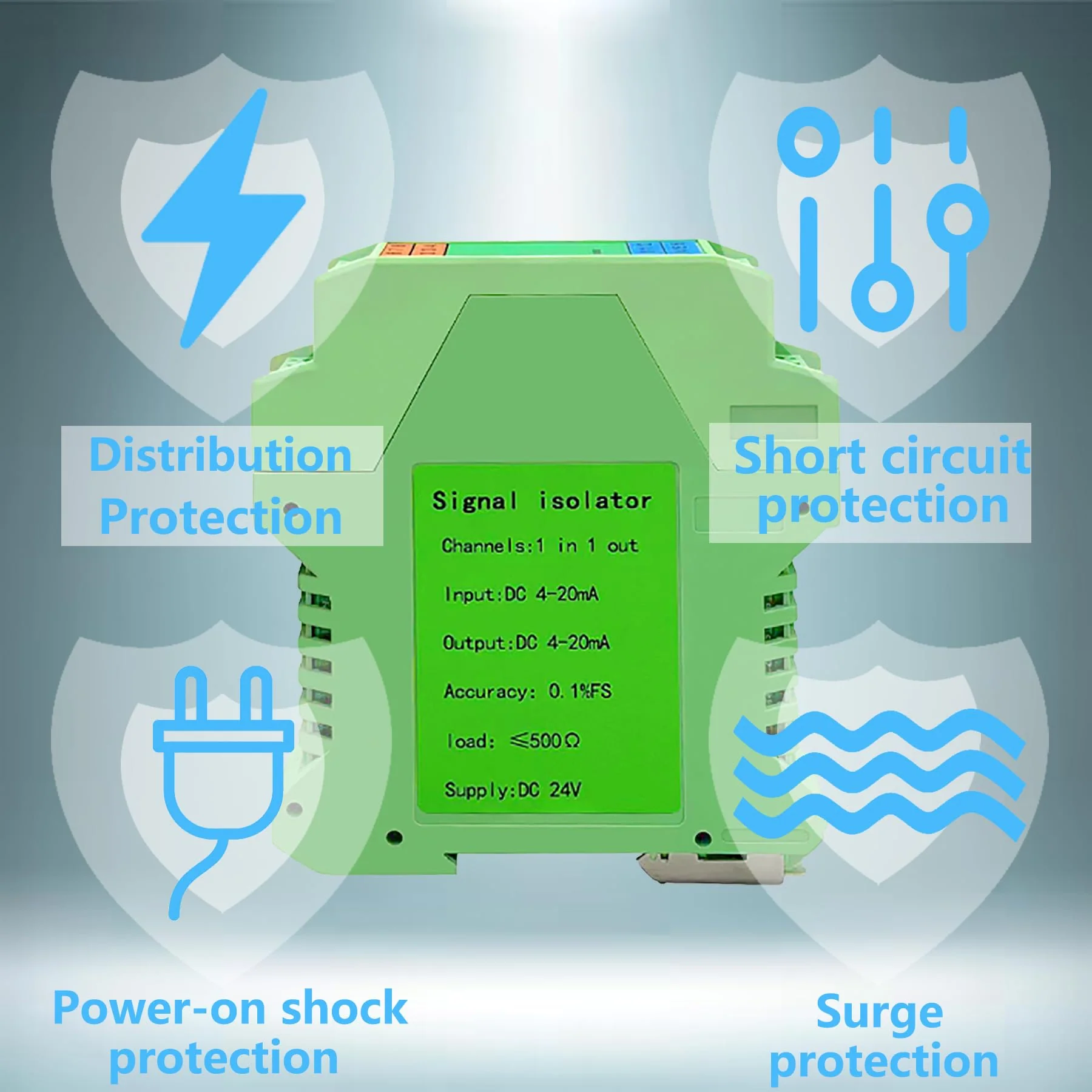 Signal Isolator DC 24V,PLC Detect Signal Conditioner,Module Analog Output(One in and one Out 4-20mA Turn 4-20mA) 1 input and 1 output - Image 4