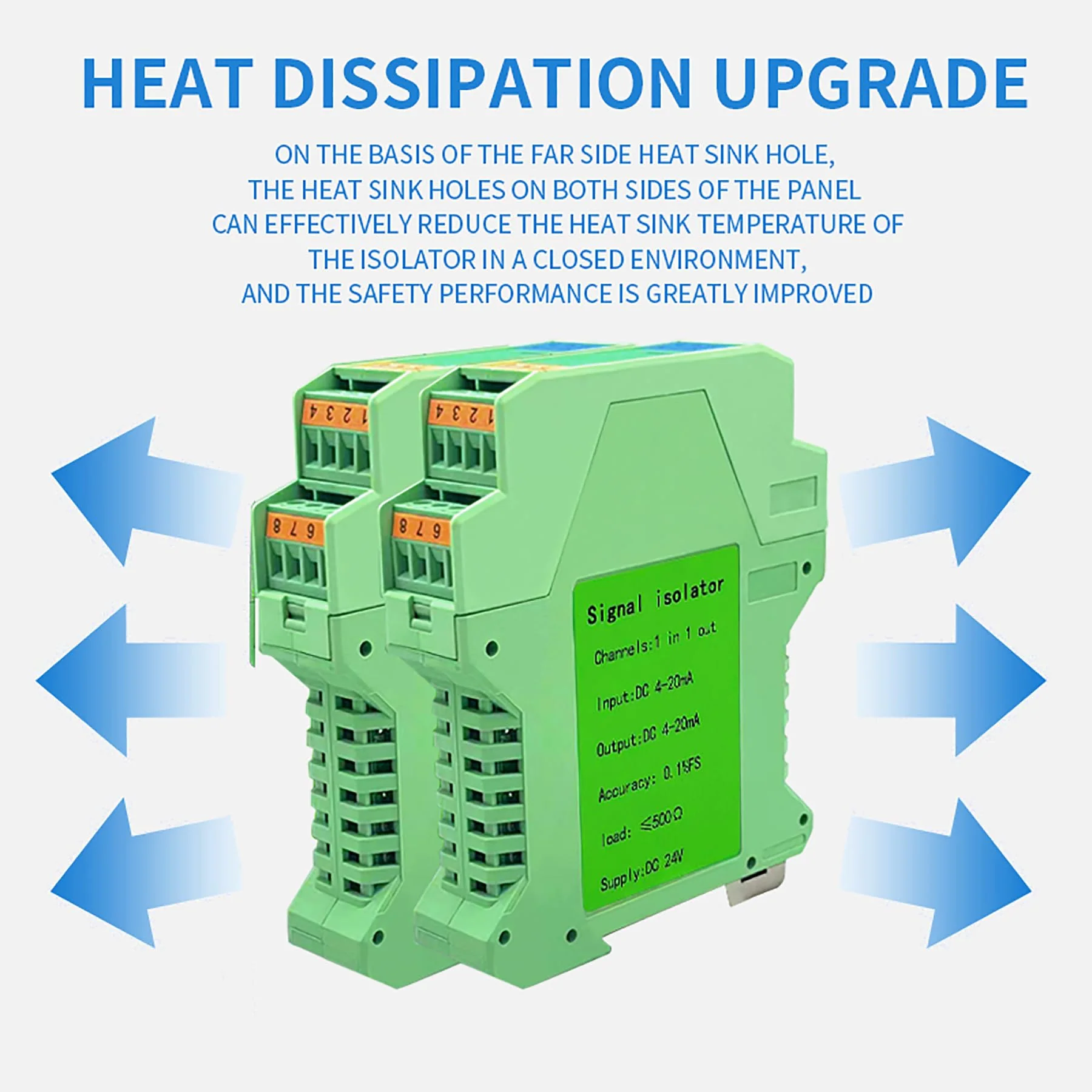 Signal Isolator DC 24V,PLC Detect Signal Conditioner,Module Analog Output(One in and one Out 4-20mA Turn 4-20mA) 1 input and 1 output - Image 5