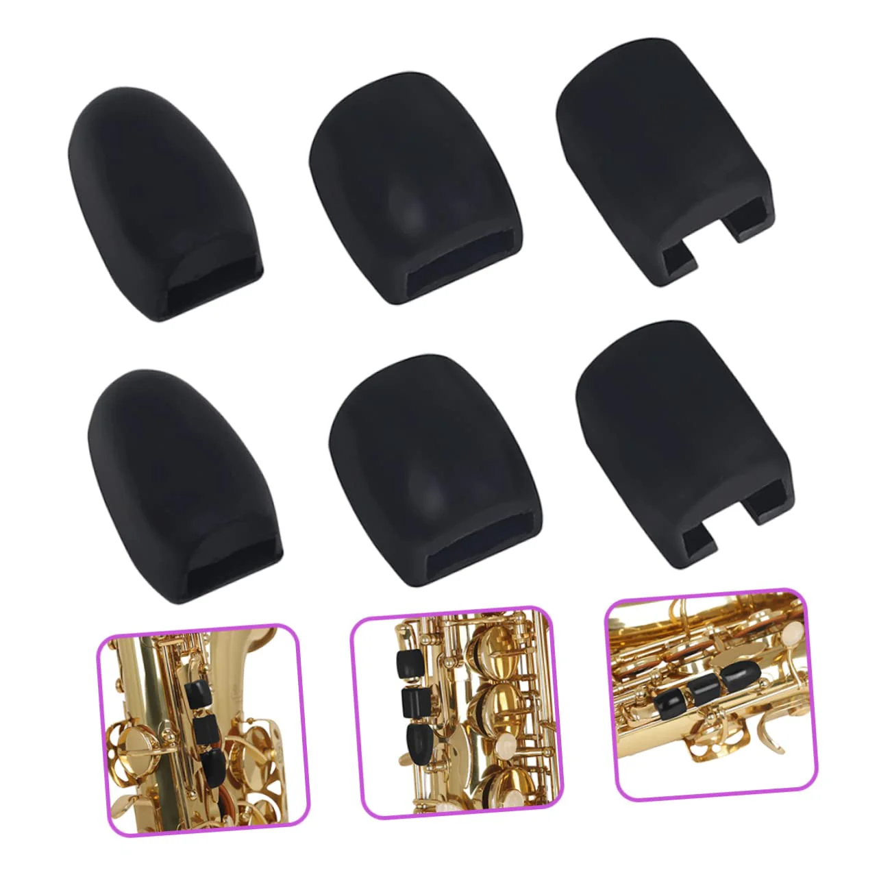 Silicone Side Key Covers 6pcs Saxophone Keypad Saxophone Side Key Cover Saxophone Key Risers Sax Side Key Covers Music Instrument Accessory Instrument Supplies Black Component 2.8x1.5cm - Image 4